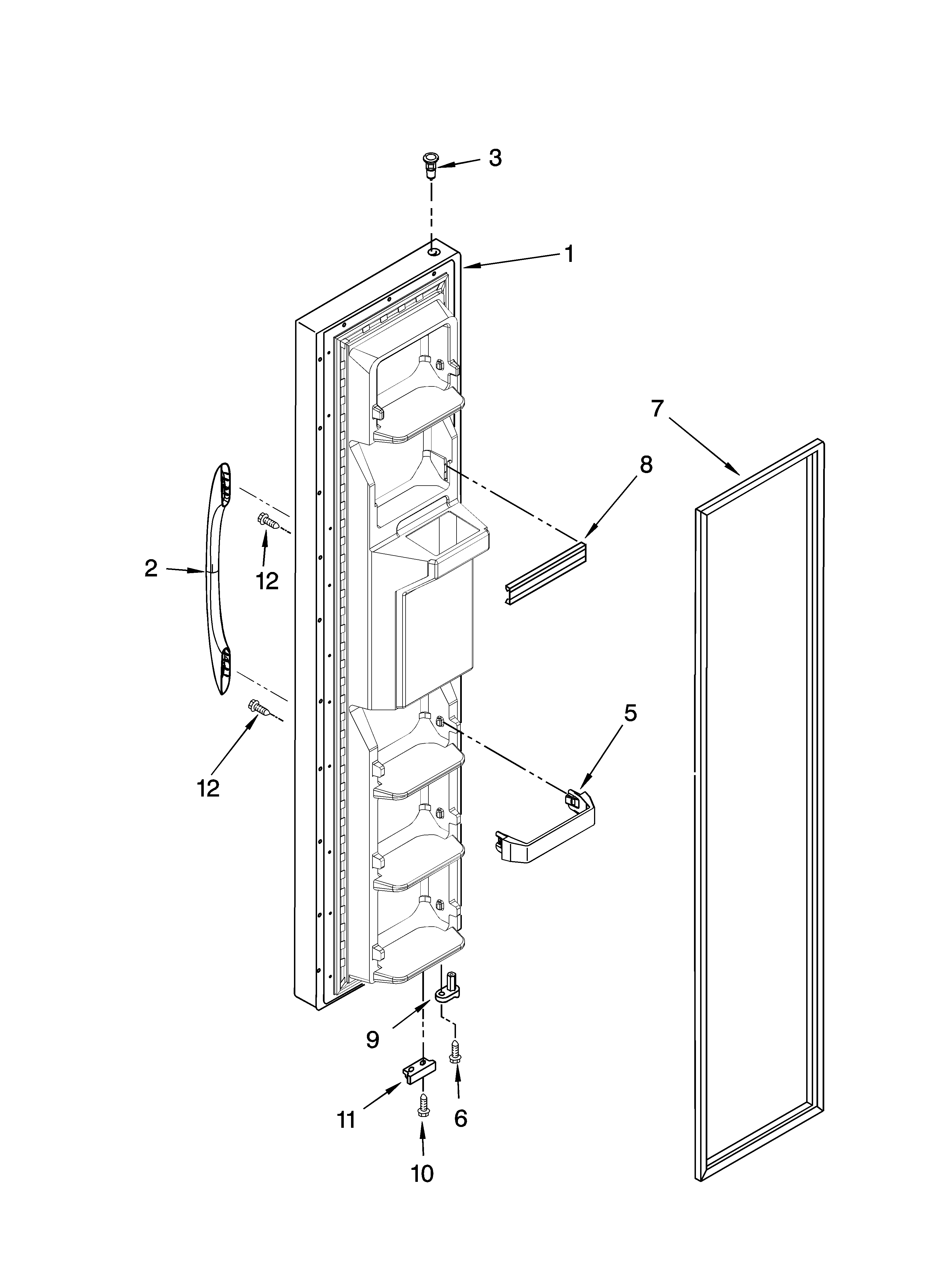 Kenmore 10658142800 freezer door parts diagram