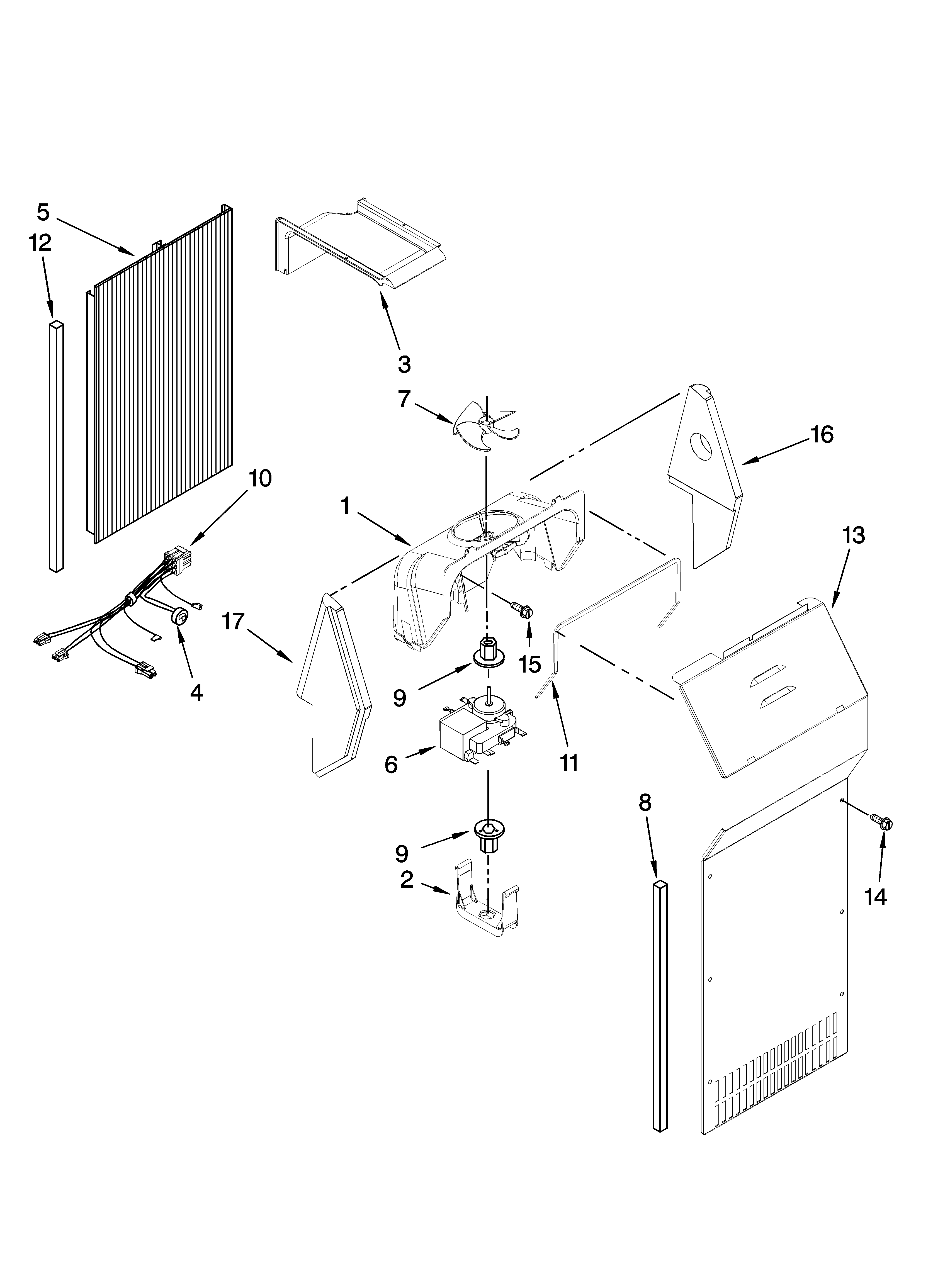 Kenmore 10658142800 air flow parts diagram