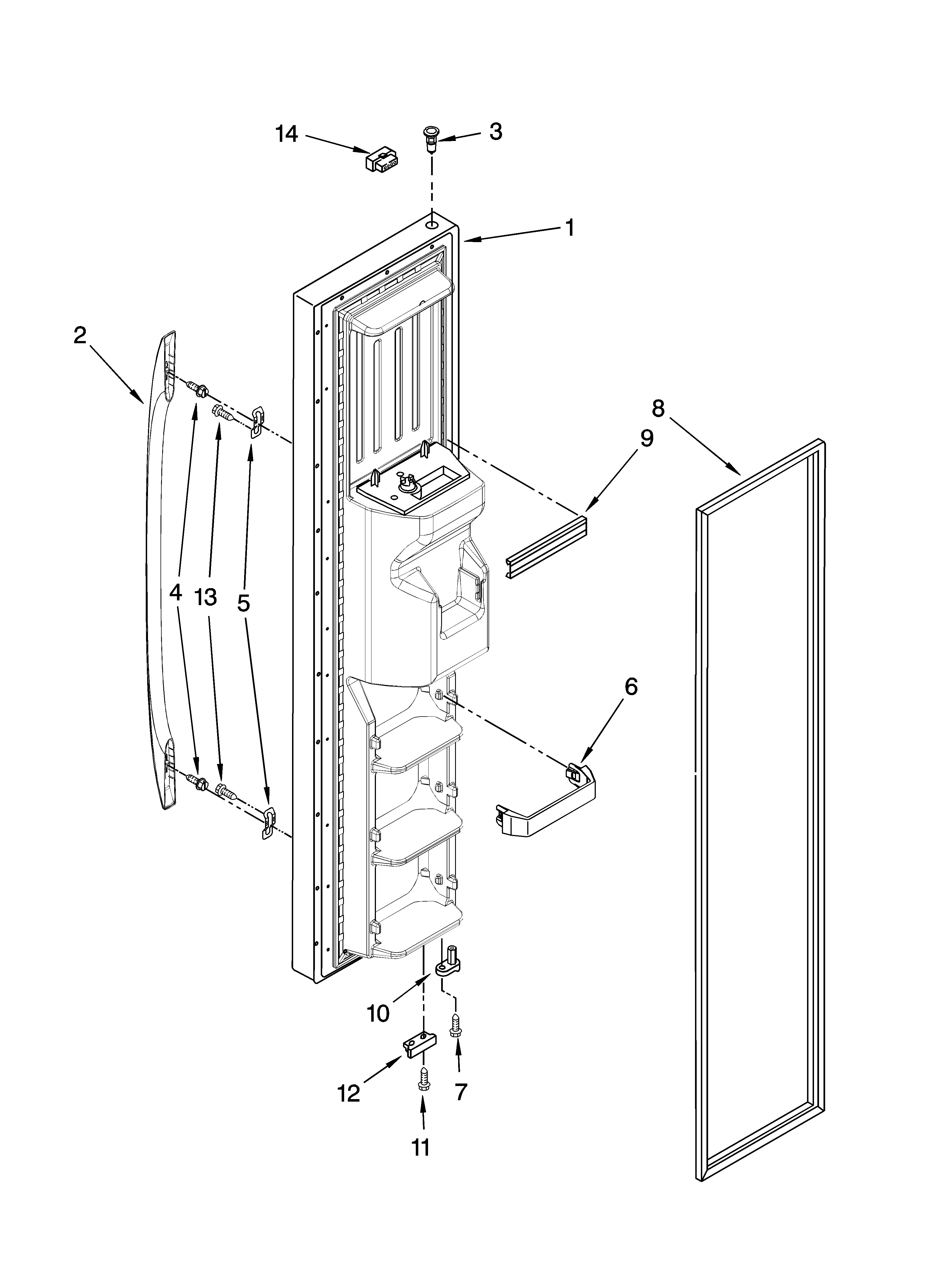 Kenmore 10658329801 freezer door parts diagram