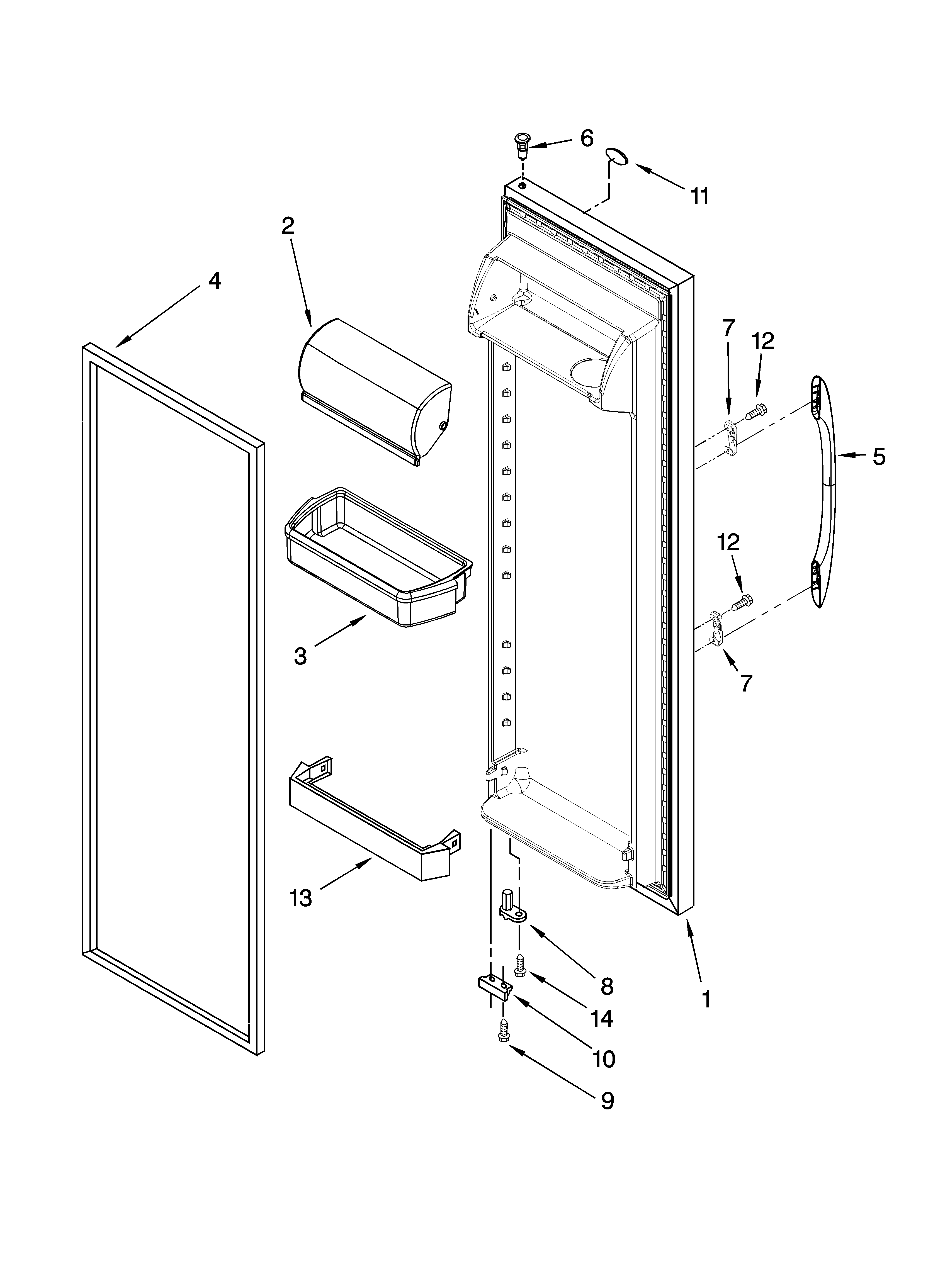 Kenmore 10658519800 refrigerator door parts diagram