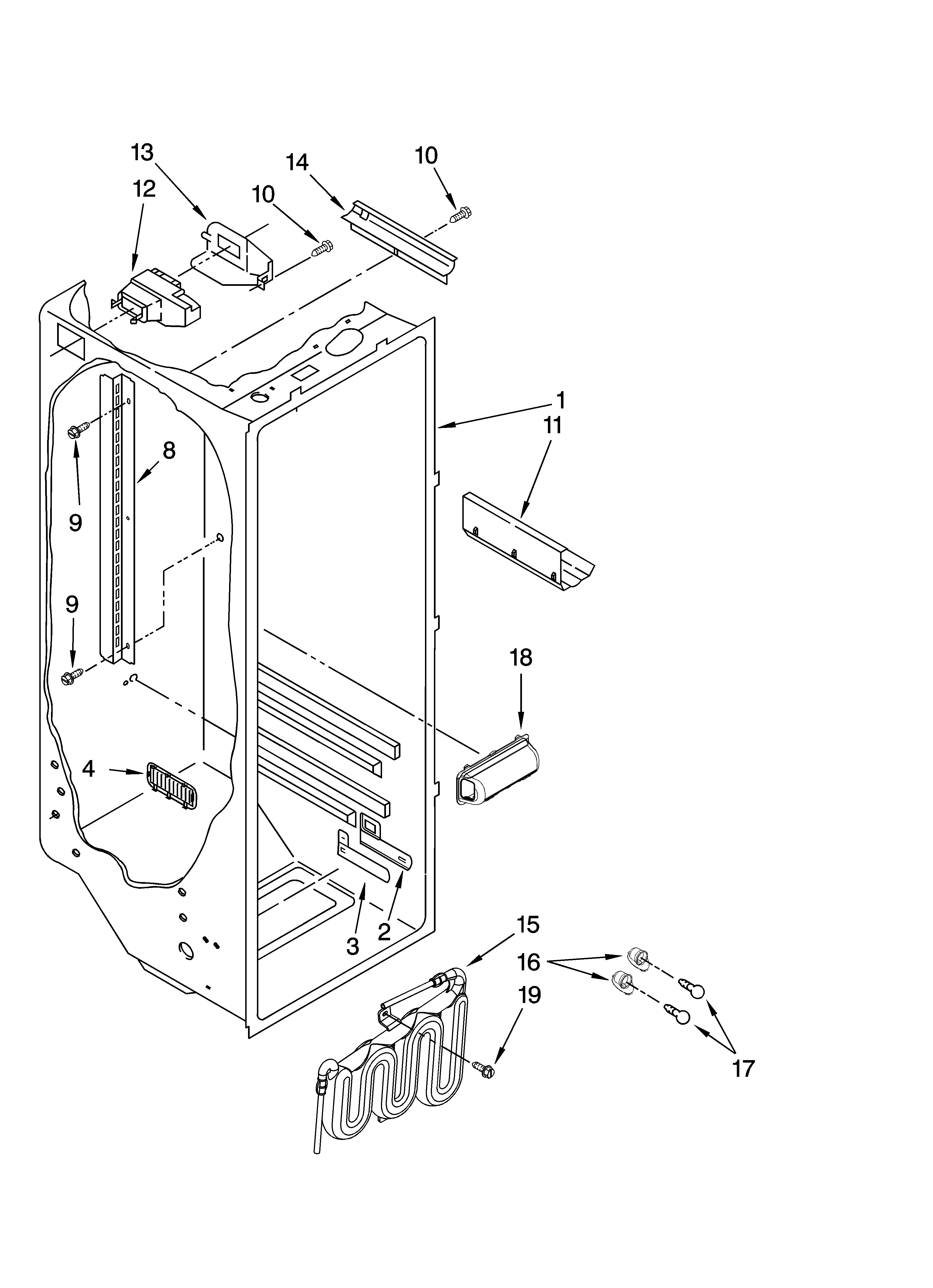 Kenmore Elite 10658969705 refrigerator liner parts diagram