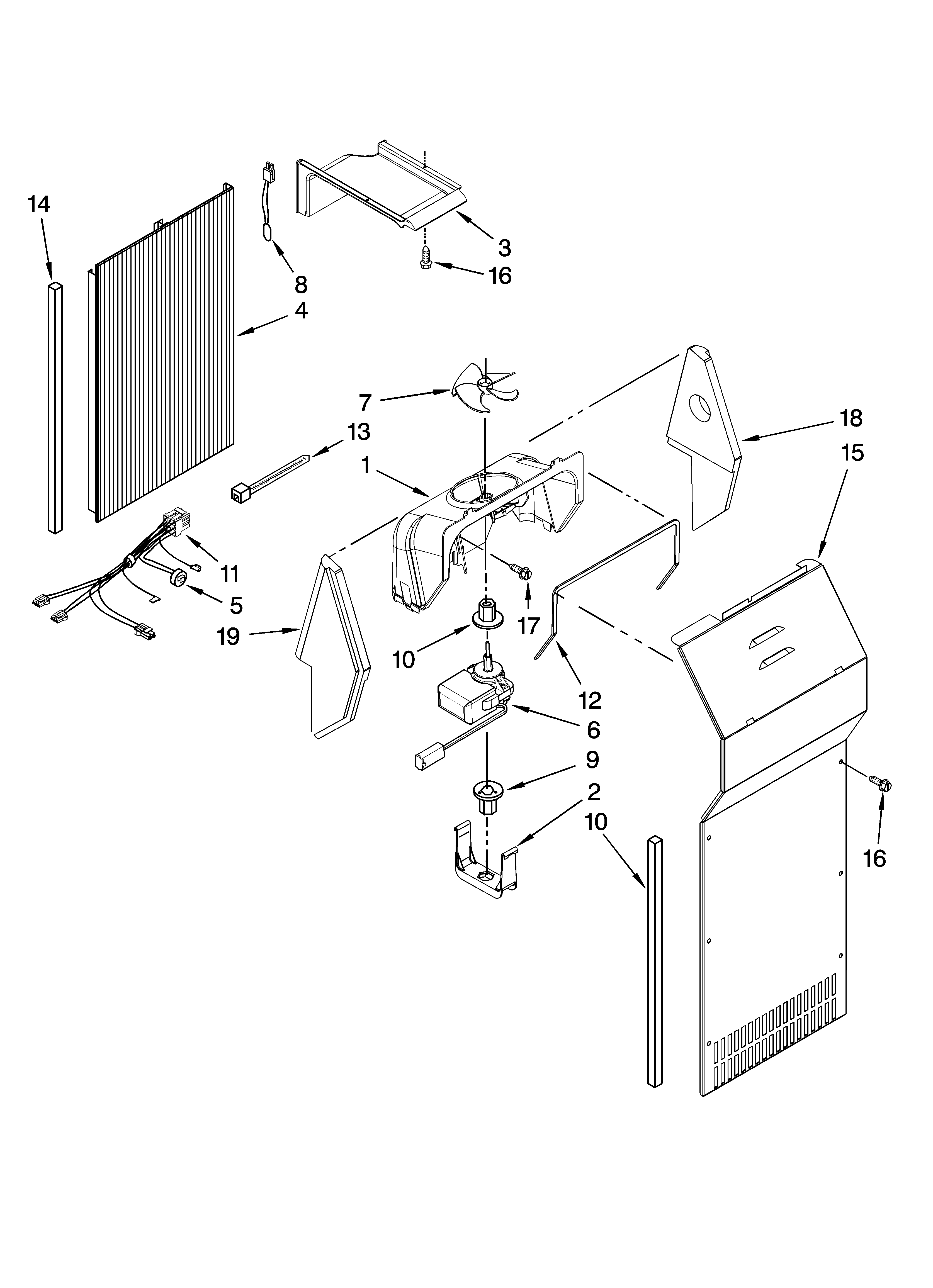Kenmore Elite 10658969705 air flow parts diagram