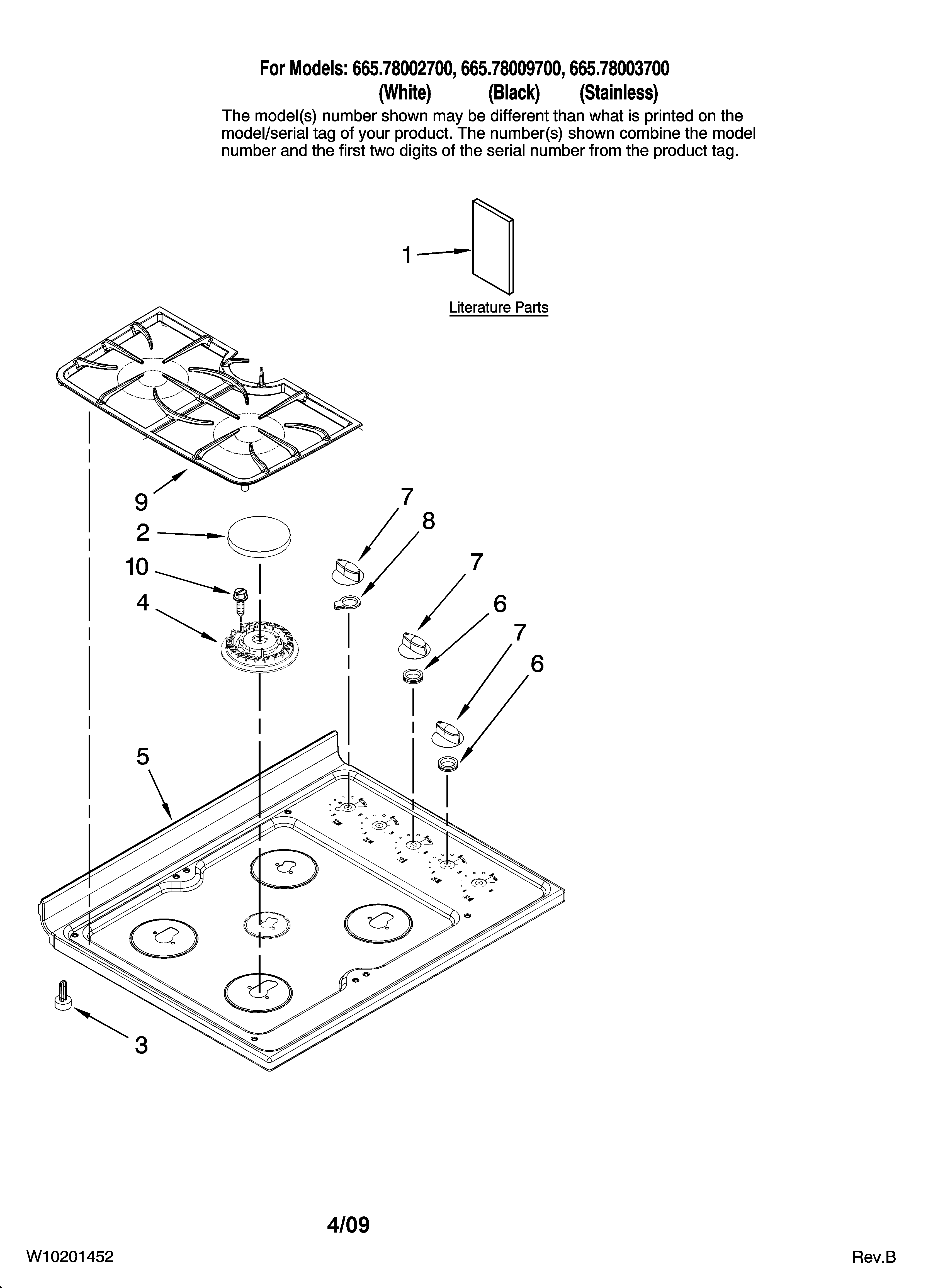 Kenmore Elite 66578003700 cooktop parts diagram