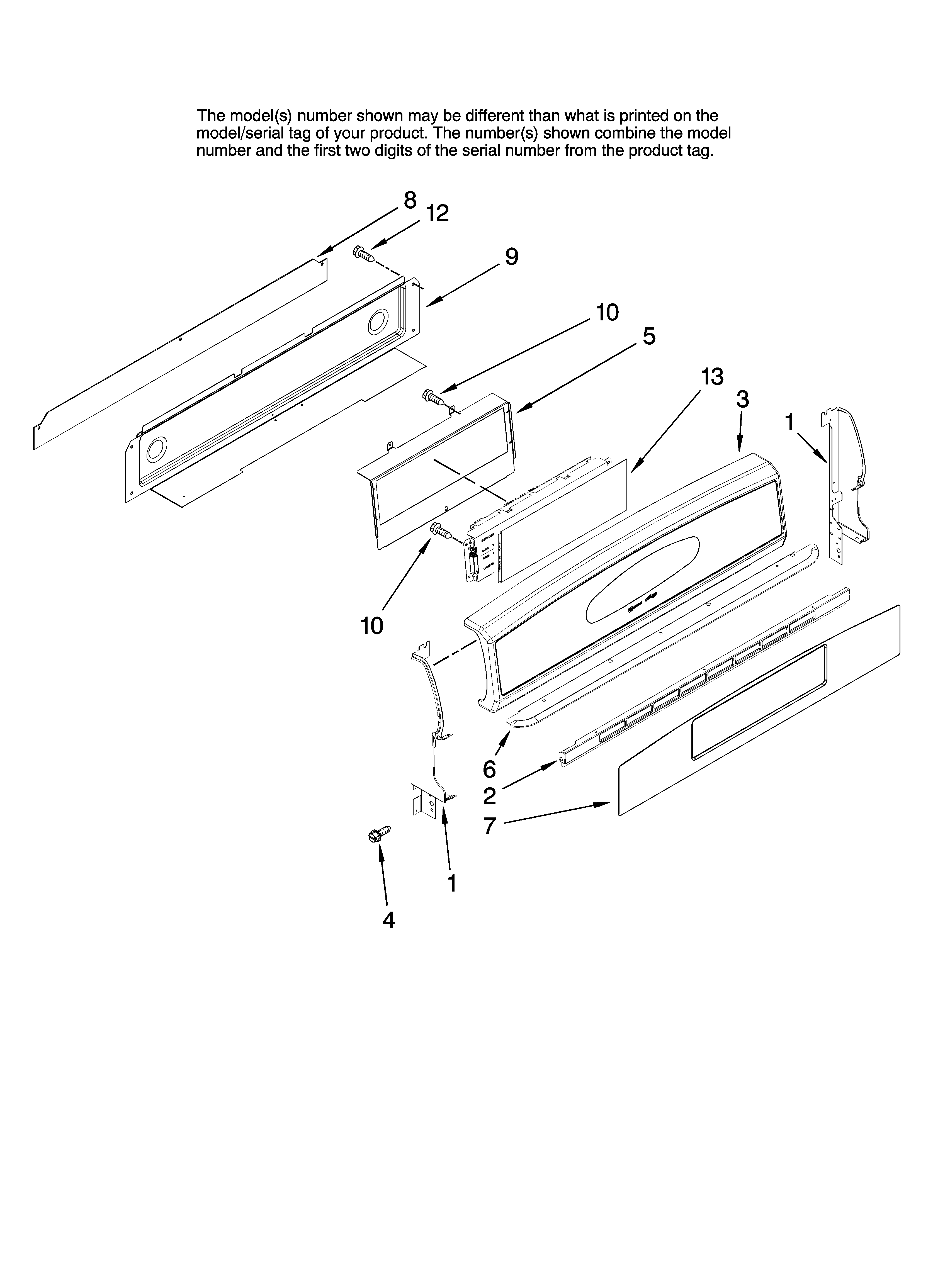 Kenmore Elite 66578003700 control panel parts diagram