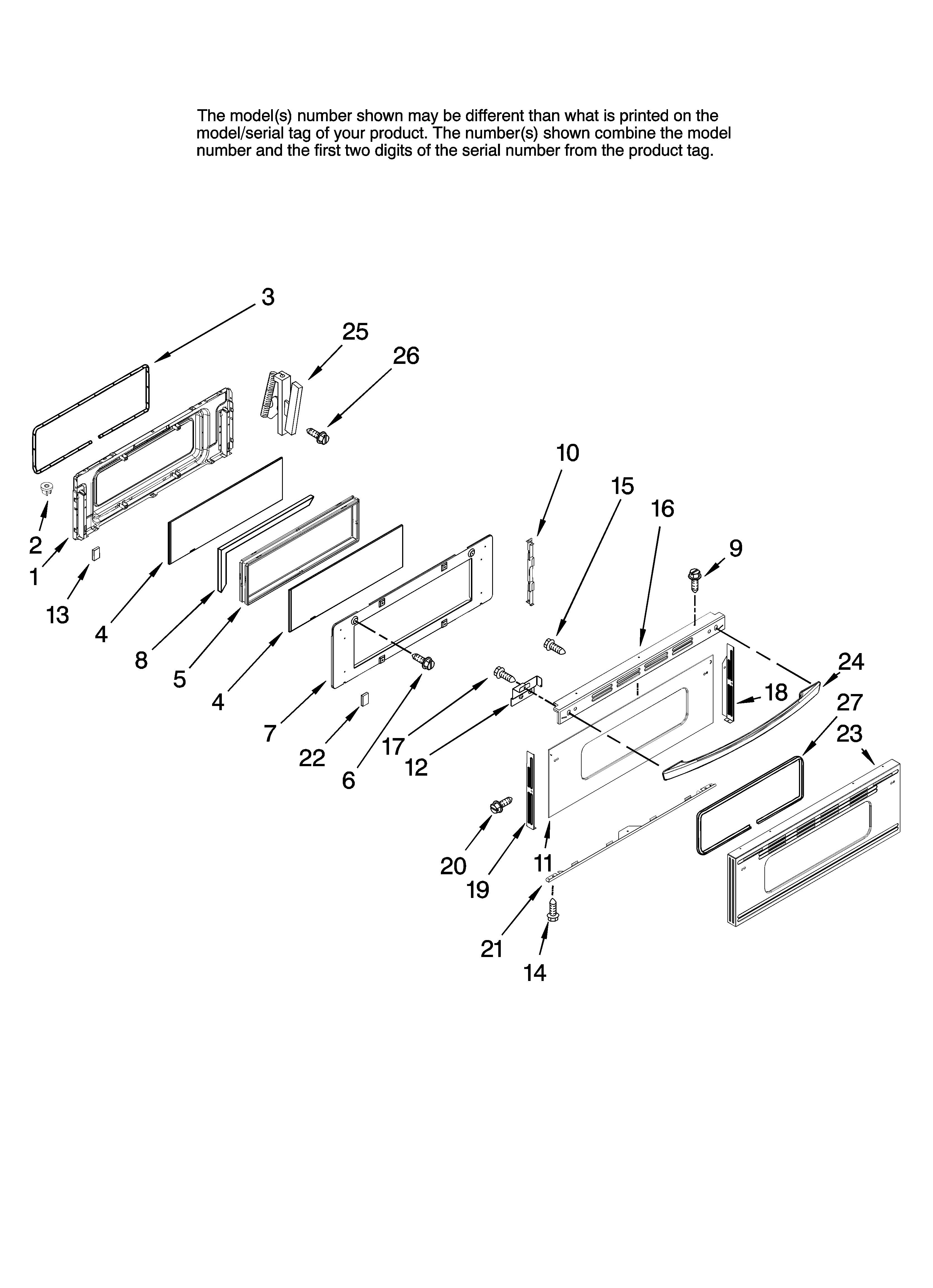 Kenmore Elite 66578003700 upper door parts diagram