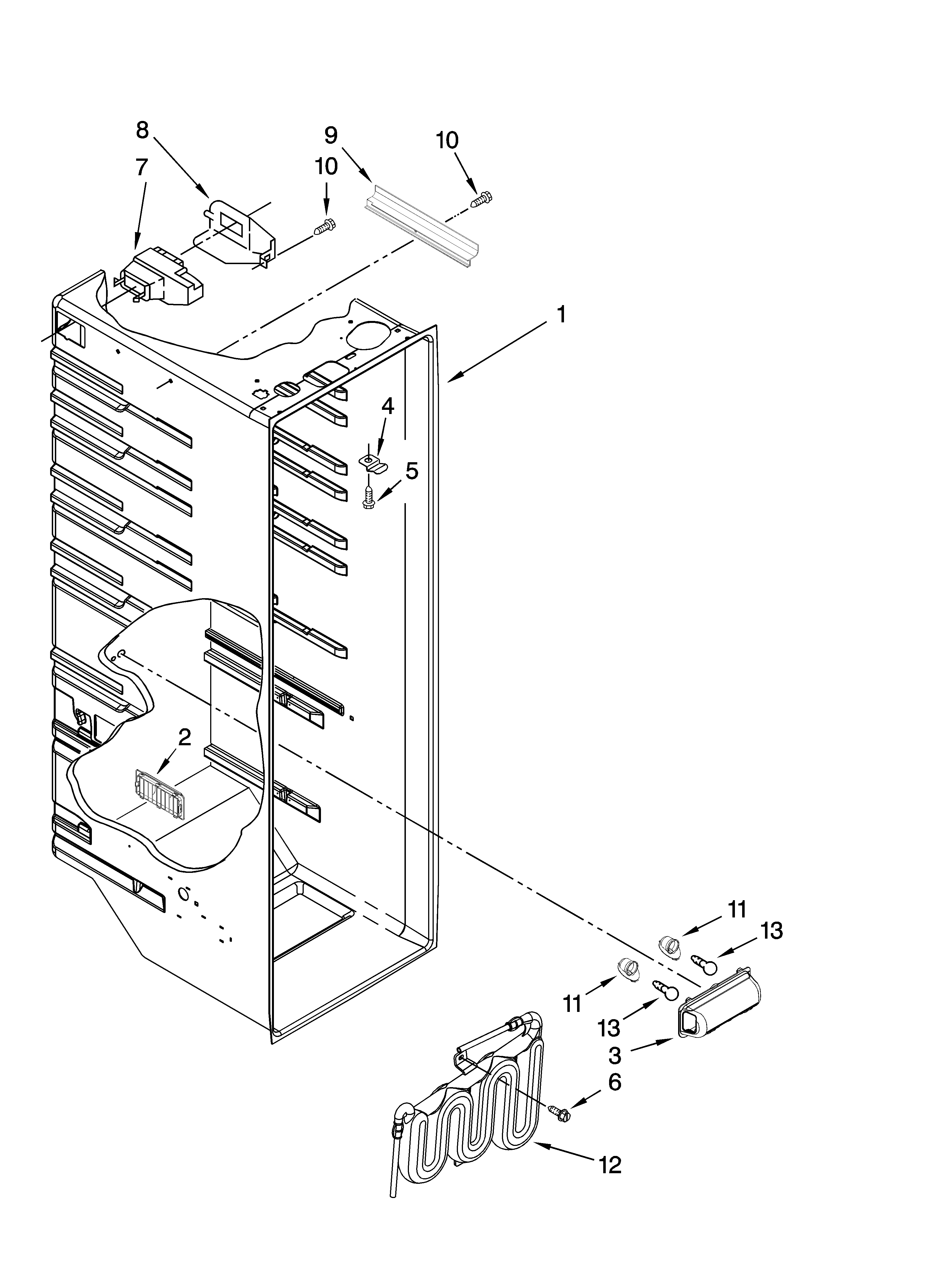 Kenmore 10657162701 refrigerator liner parts diagram