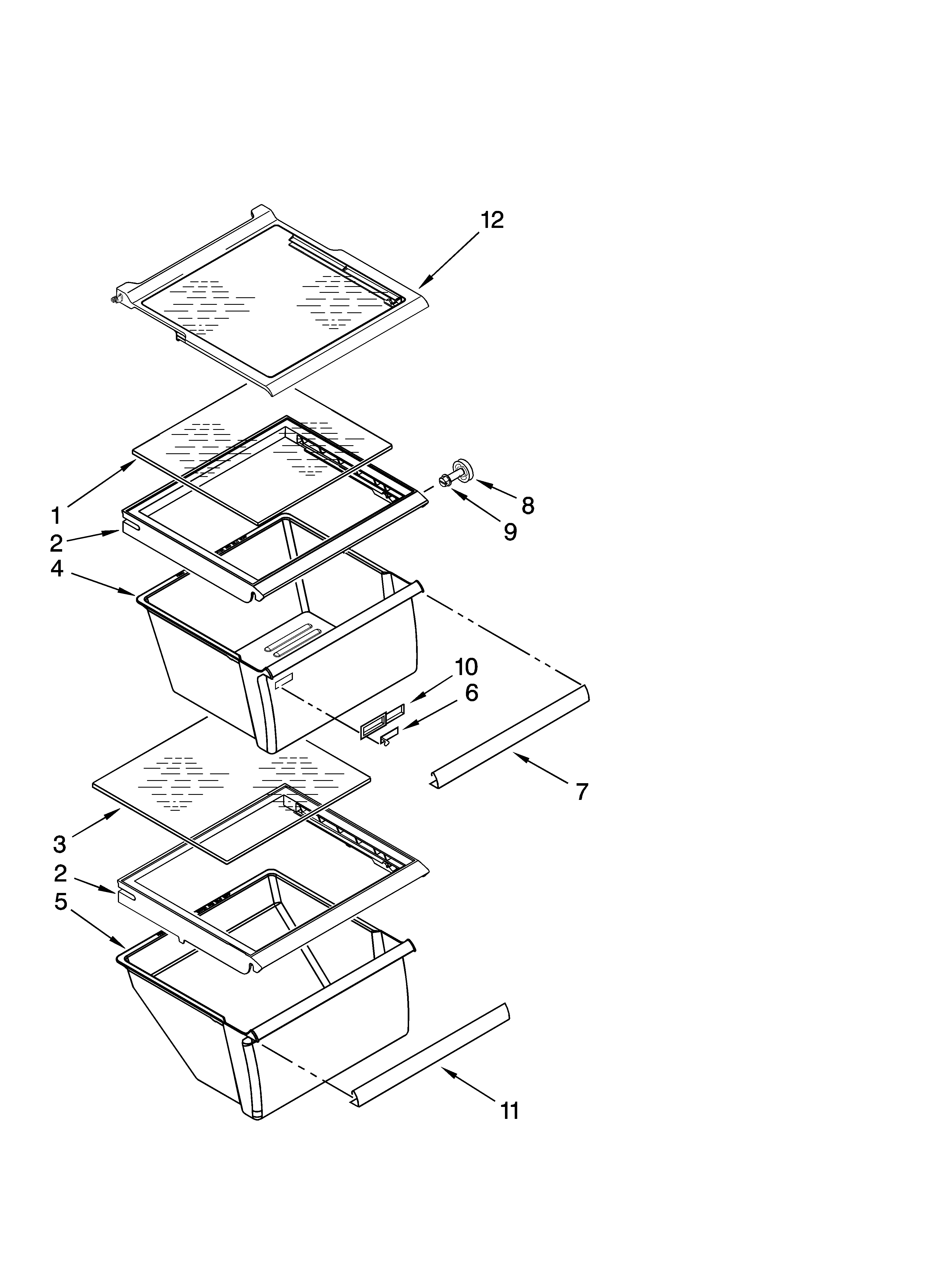 Kenmore 10657162701 refrigerator shelf parts diagram