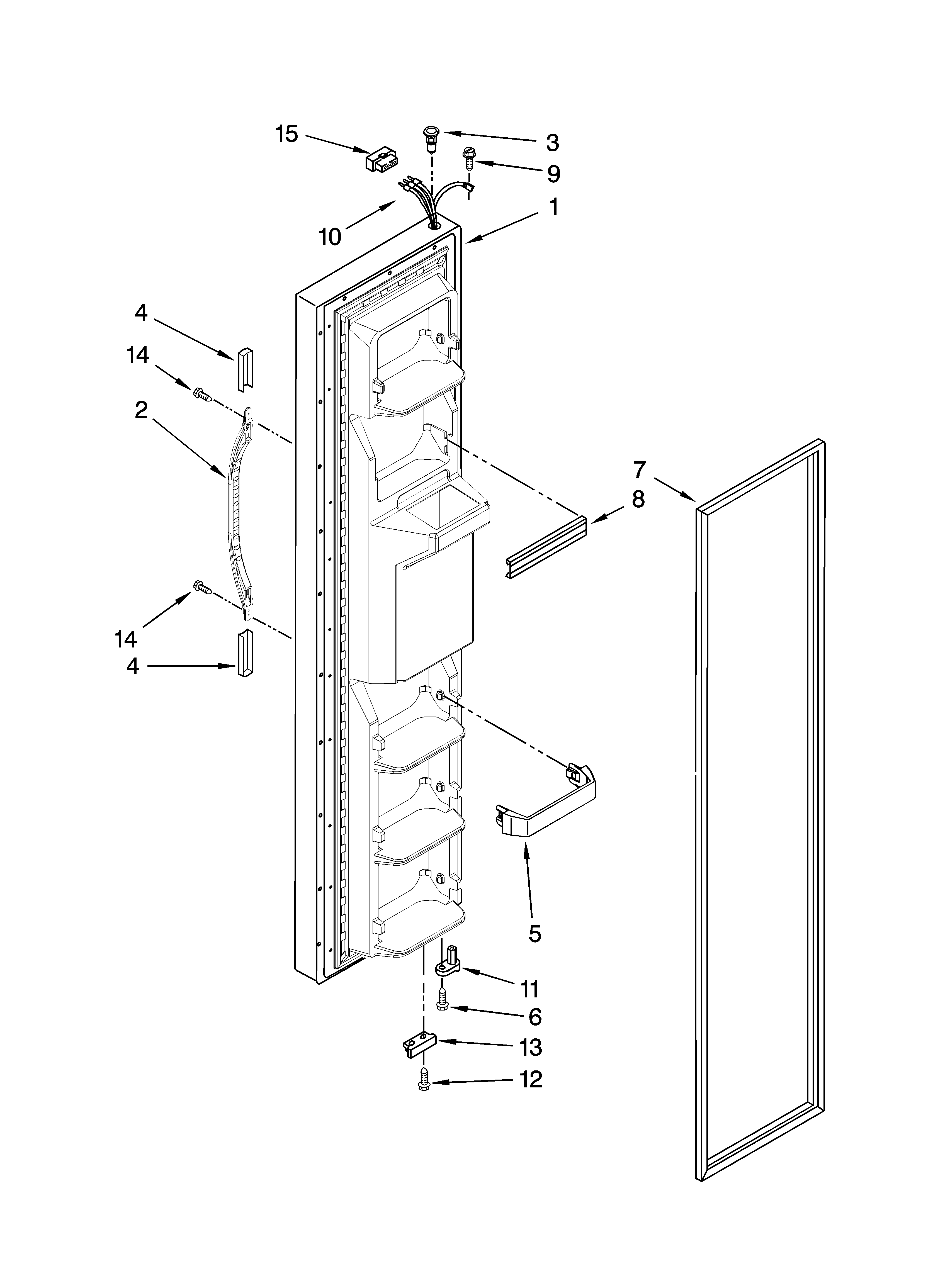 Kenmore 10657162701 freezer door parts diagram