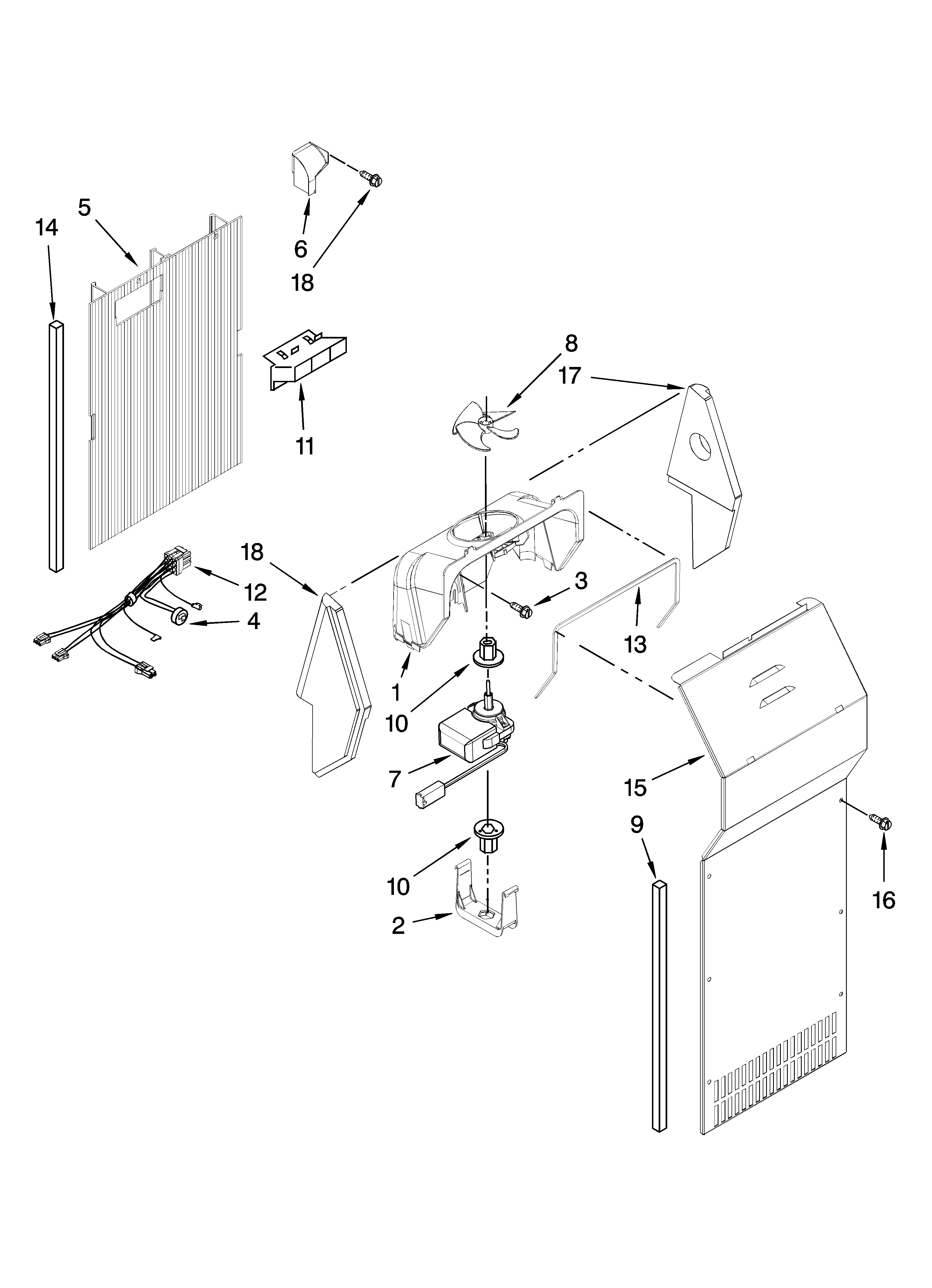 Kenmore 10657162701 air flow parts diagram