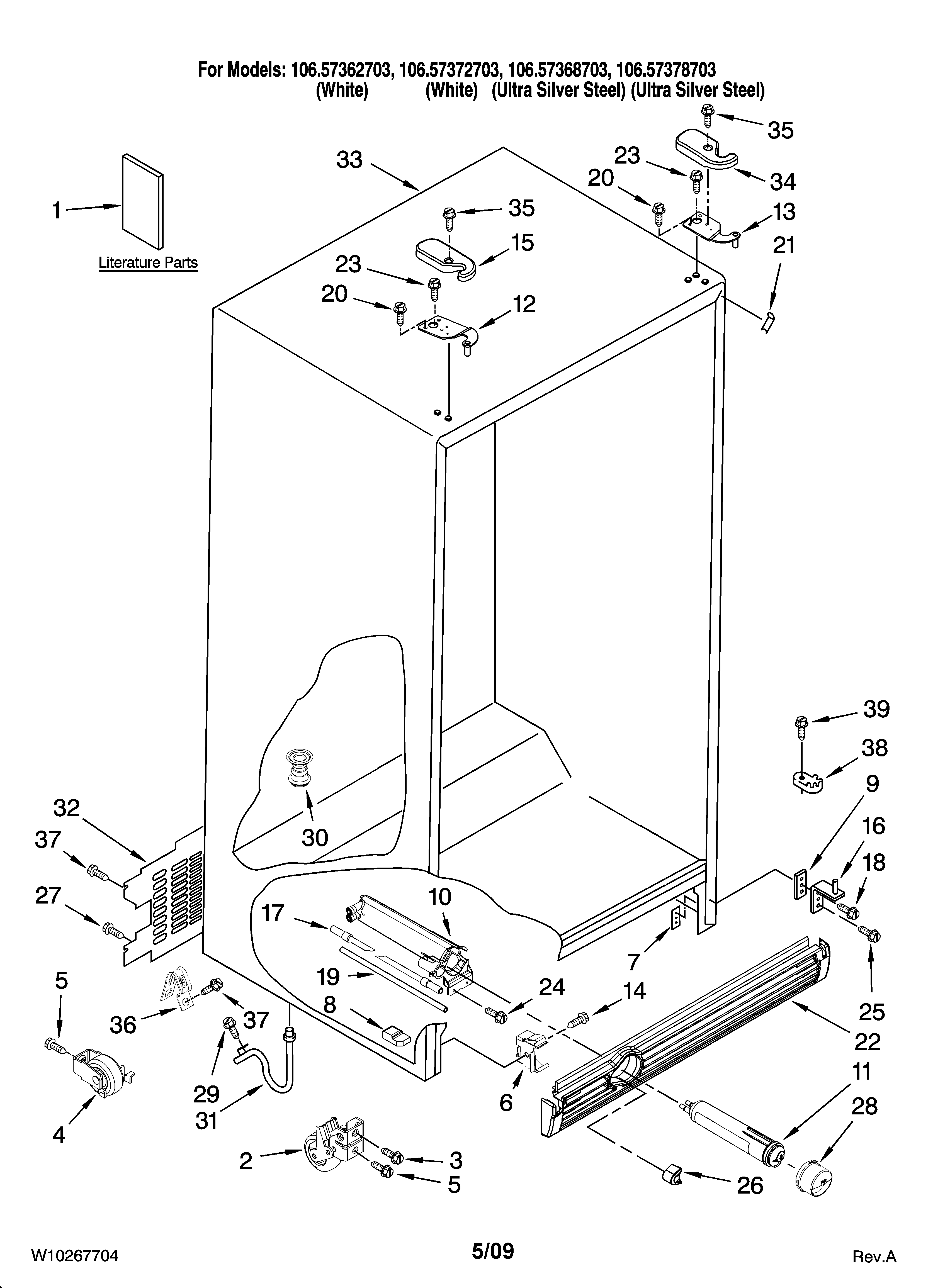 Kenmore 10657378703 cabinet parts diagram
