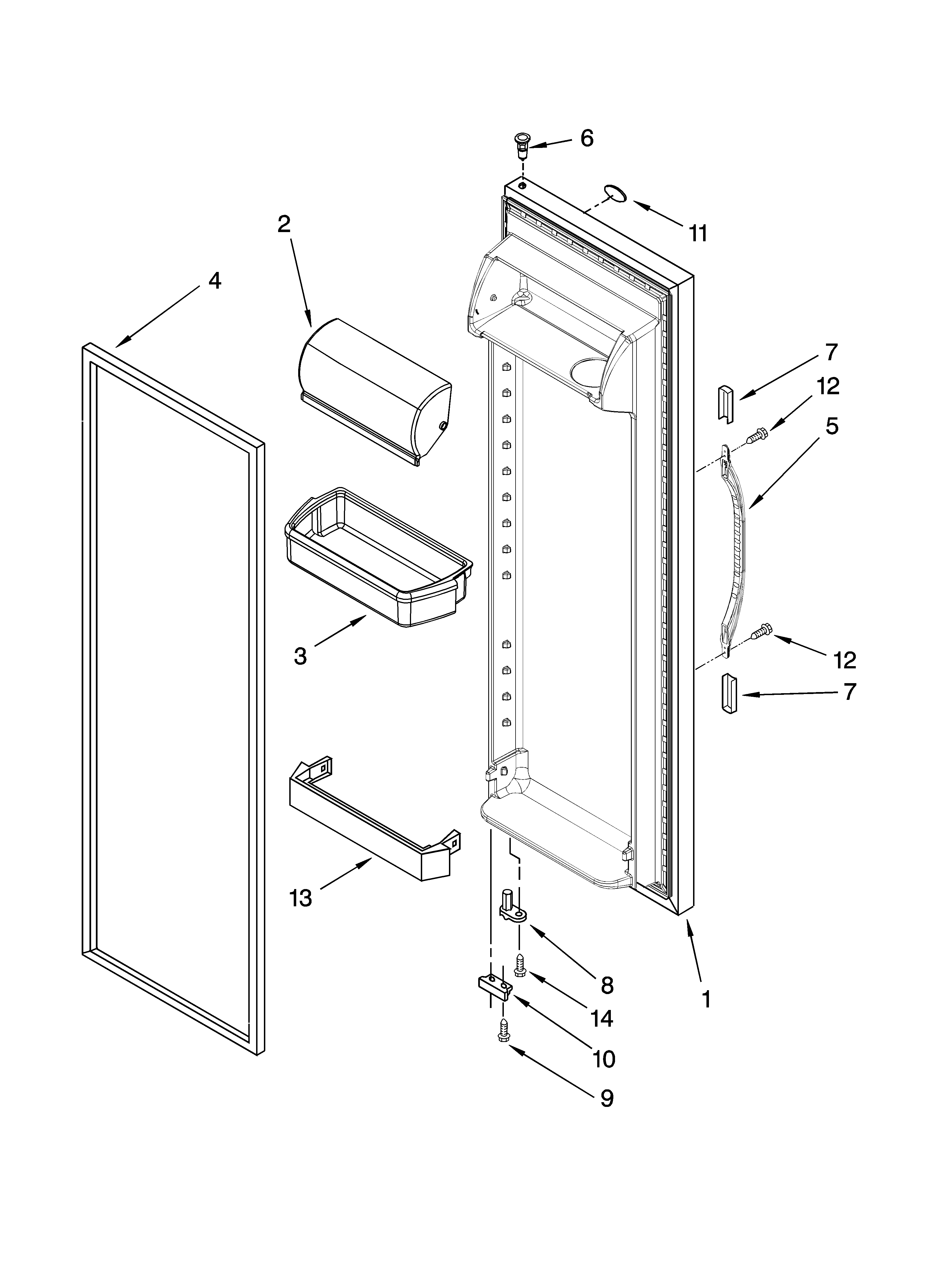 Kenmore 10657378703 refrigerator door parts diagram