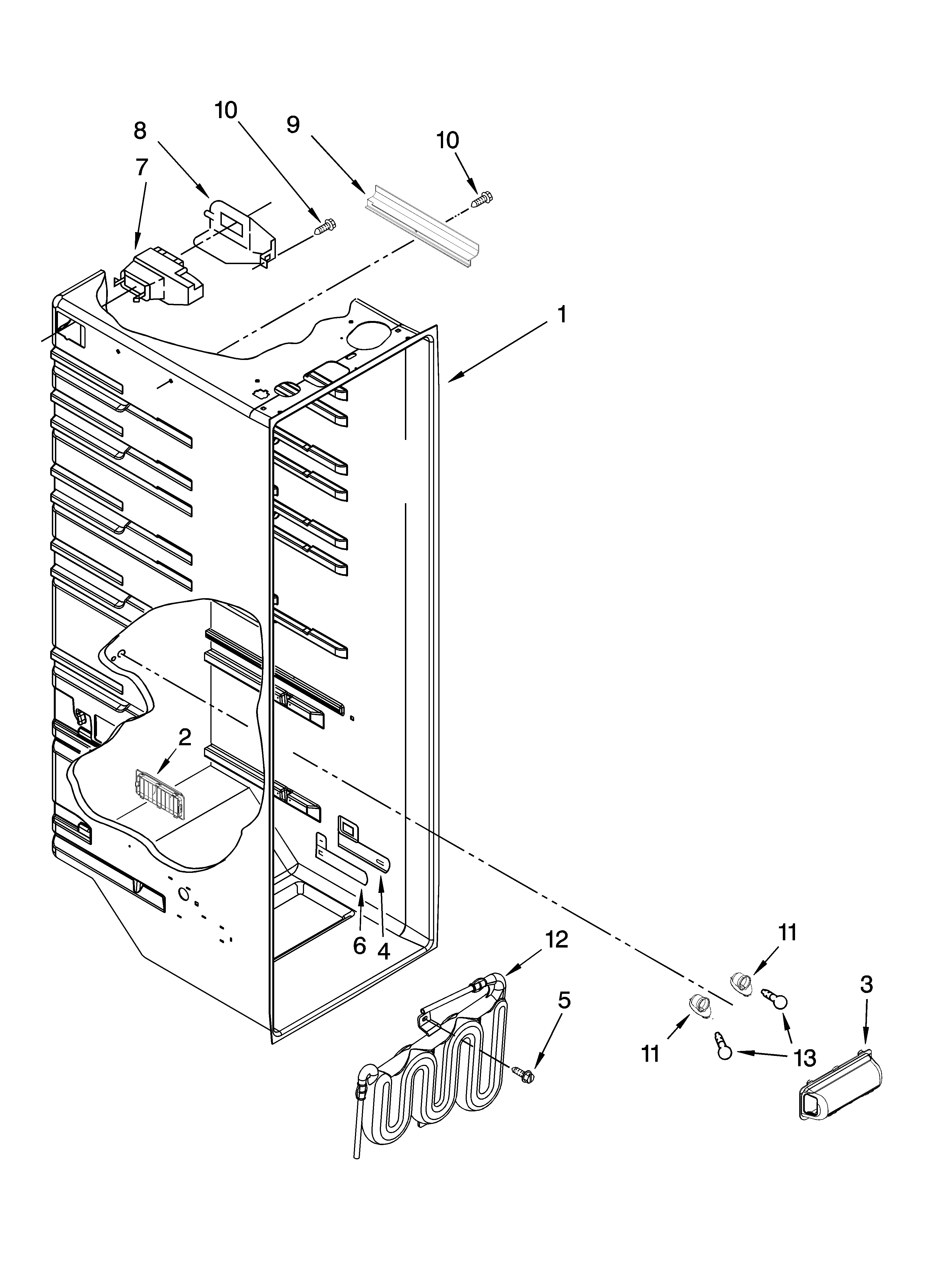 Kenmore 10658273801 refrigerator liner parts diagram