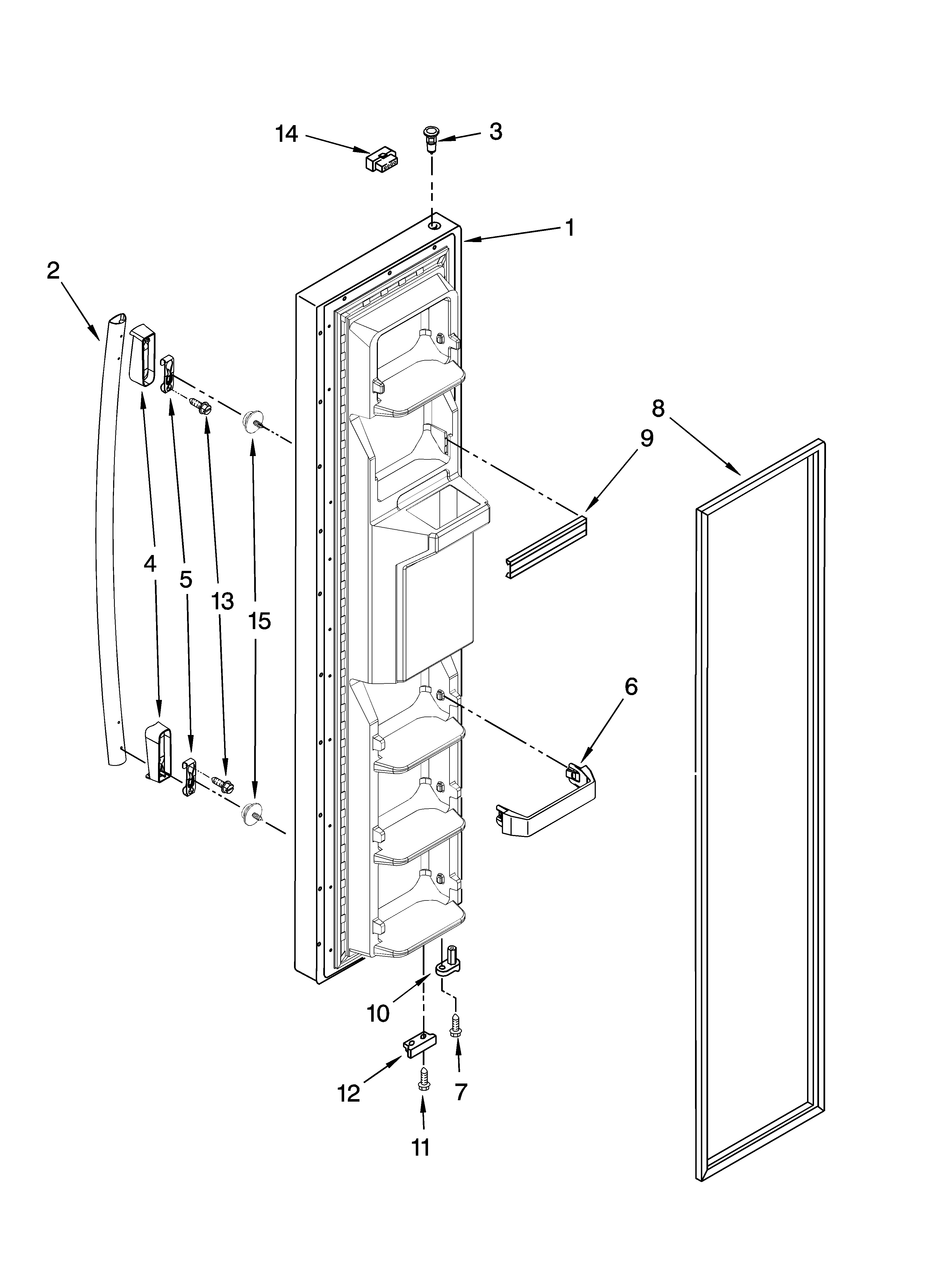 Kenmore 10658273801 freezer door parts diagram