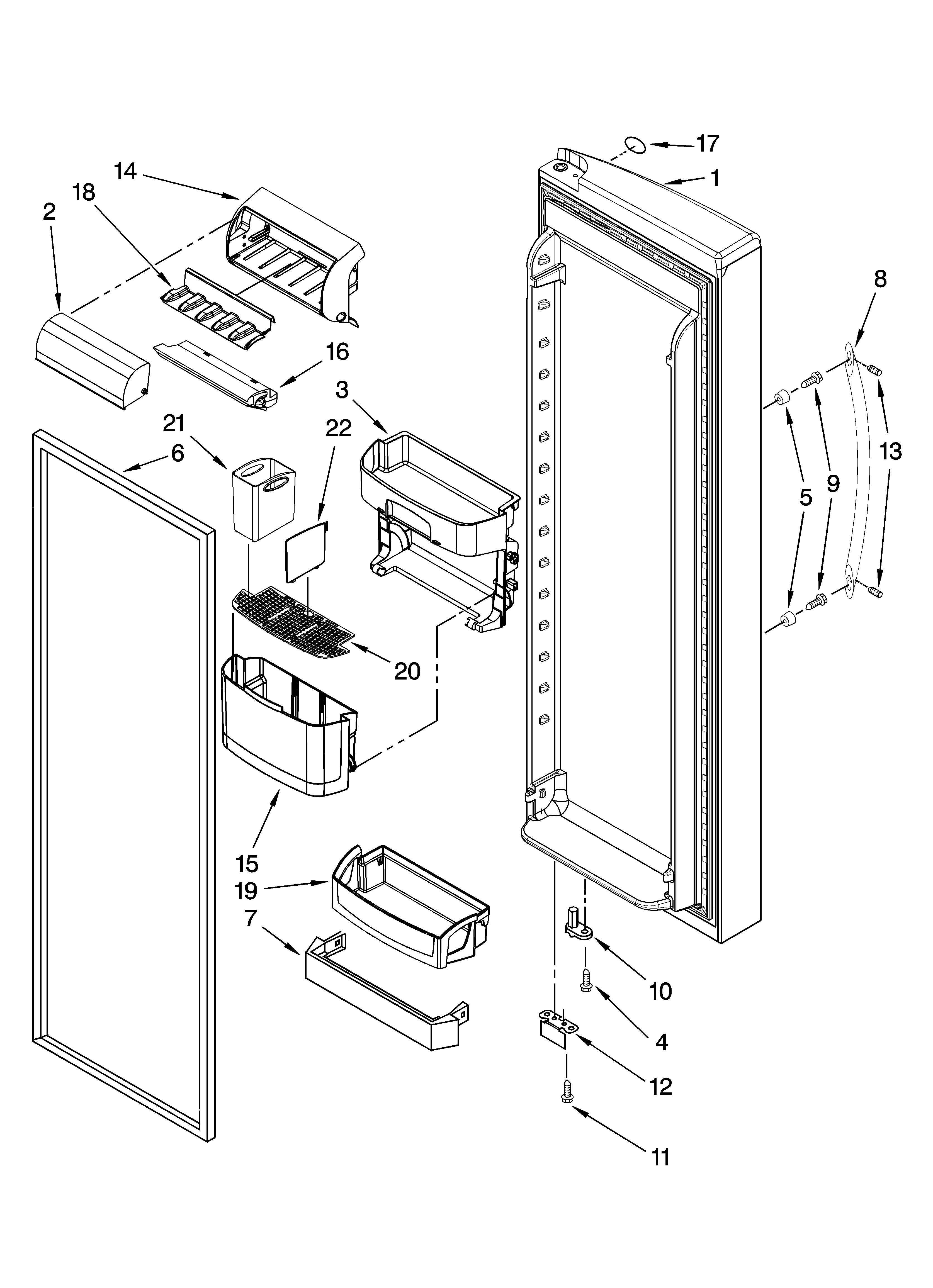 Kenmore Elite 10658719802 refrigerator door parts diagram