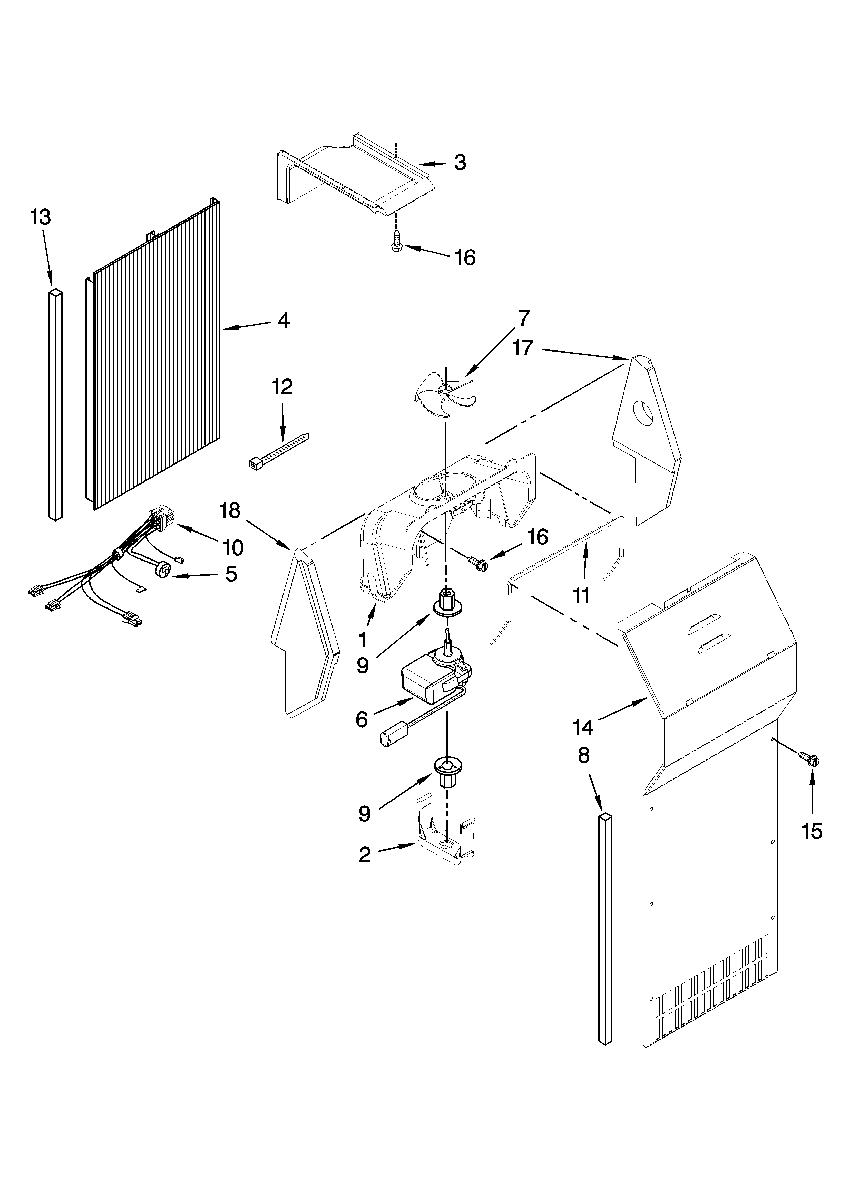 Kenmore Elite 10658719802 air flow parts diagram