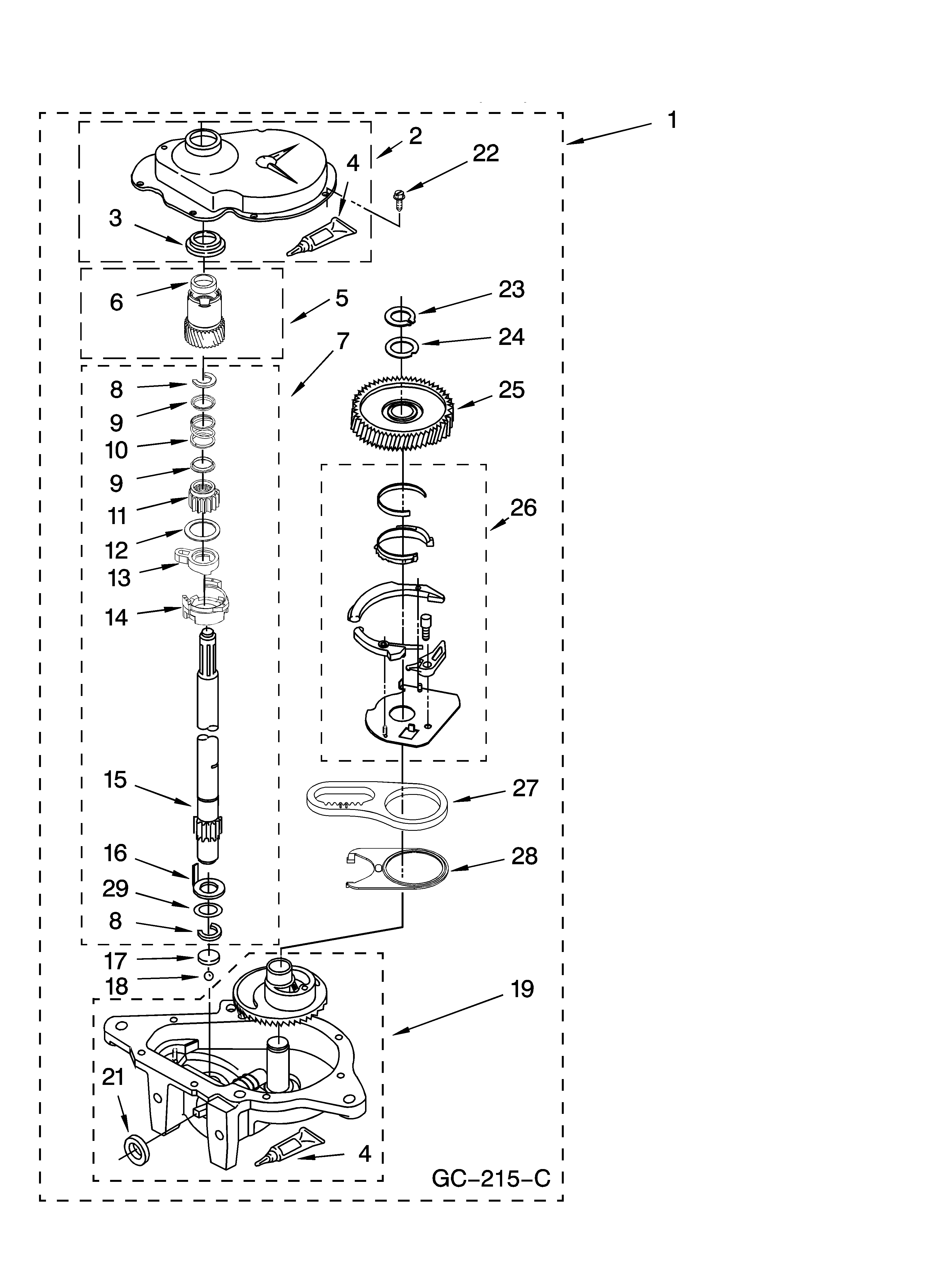 Kenmore 11029832801 gearcase parts diagram