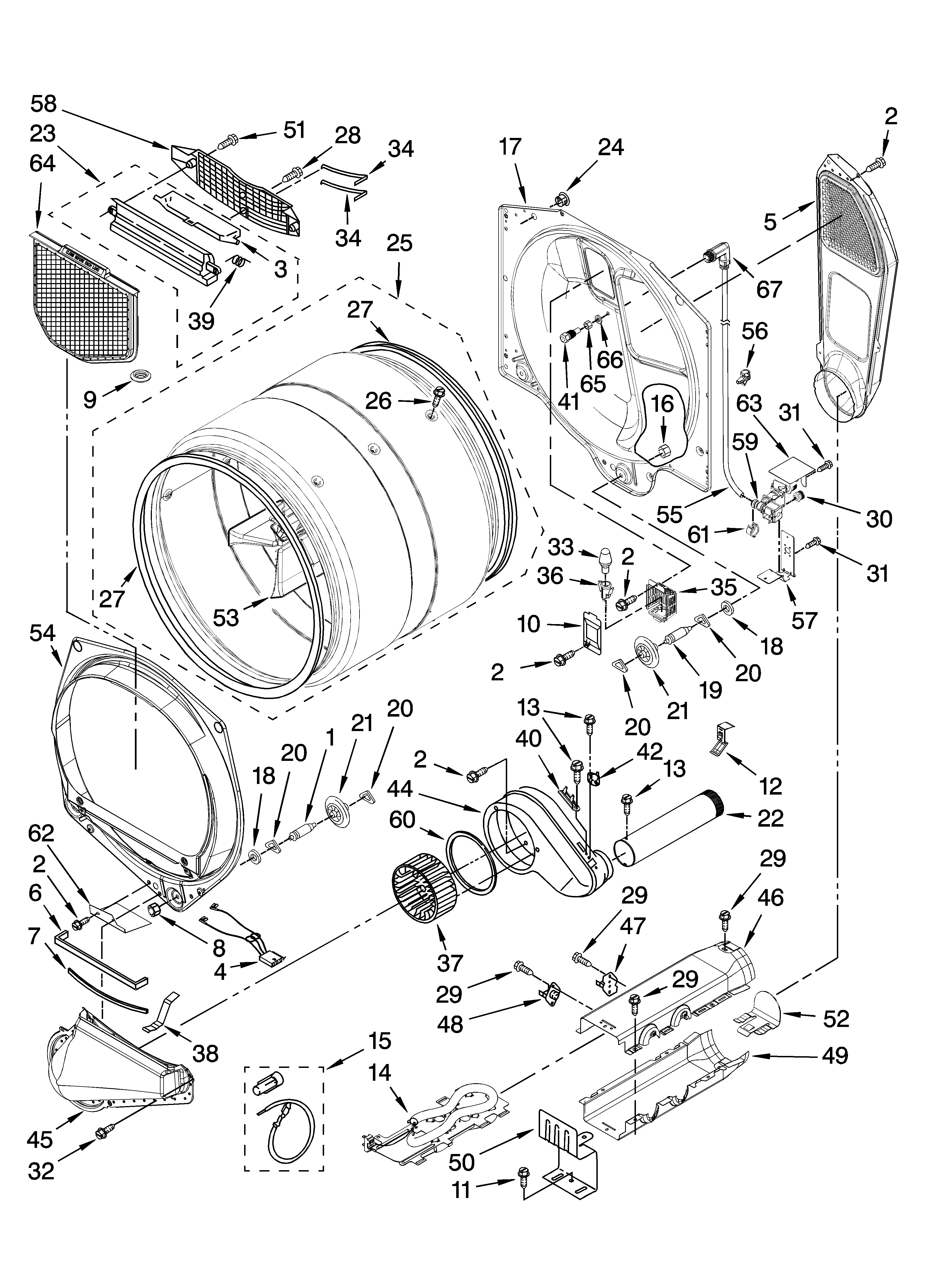 Kenmore Elite 11087721702 bulkhead parts diagram