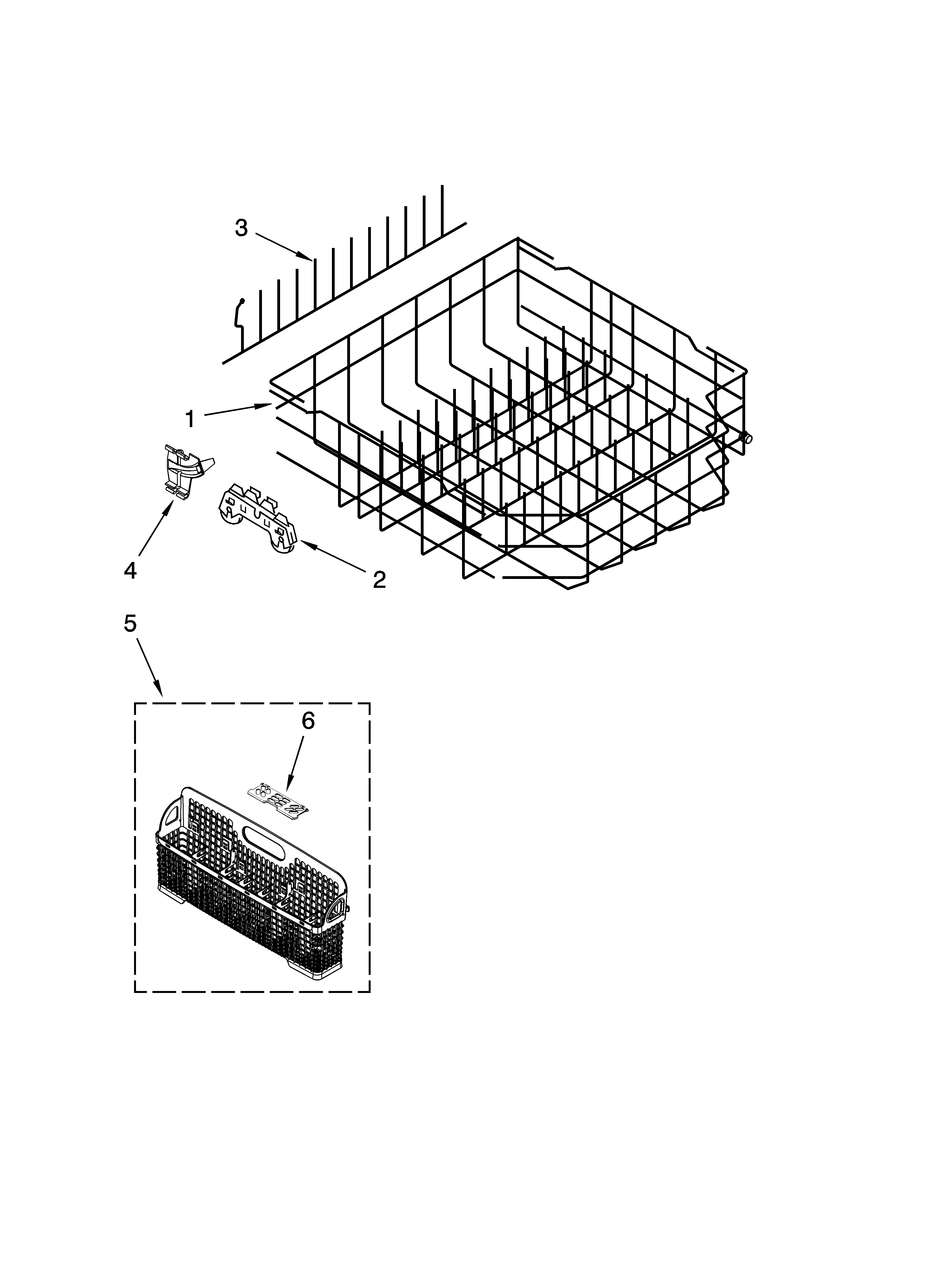 Kenmore Elite 66513104K900 lower rack parts diagram