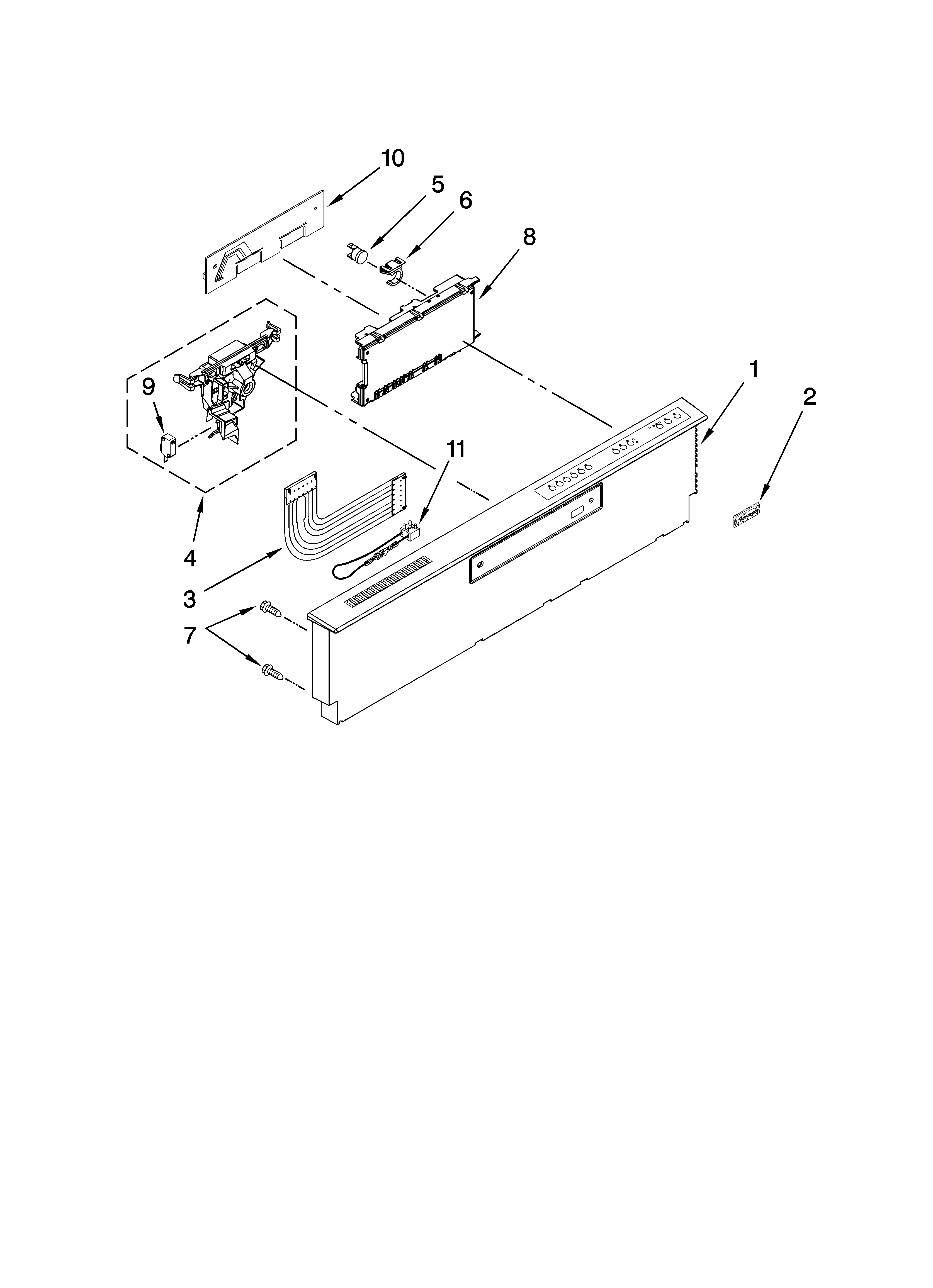 Kenmore Elite 66513159K702 control panel parts diagram