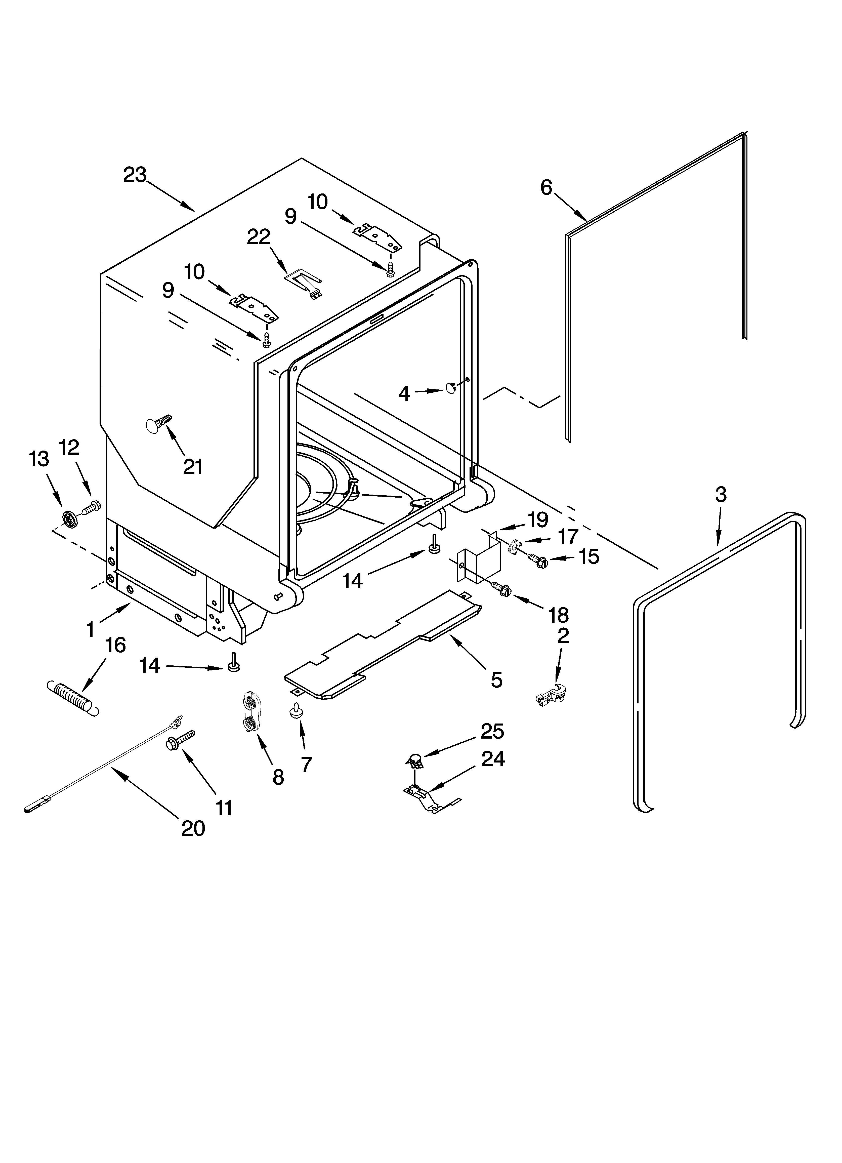 Kenmore Elite 66513163K702 tub and frame parts diagram