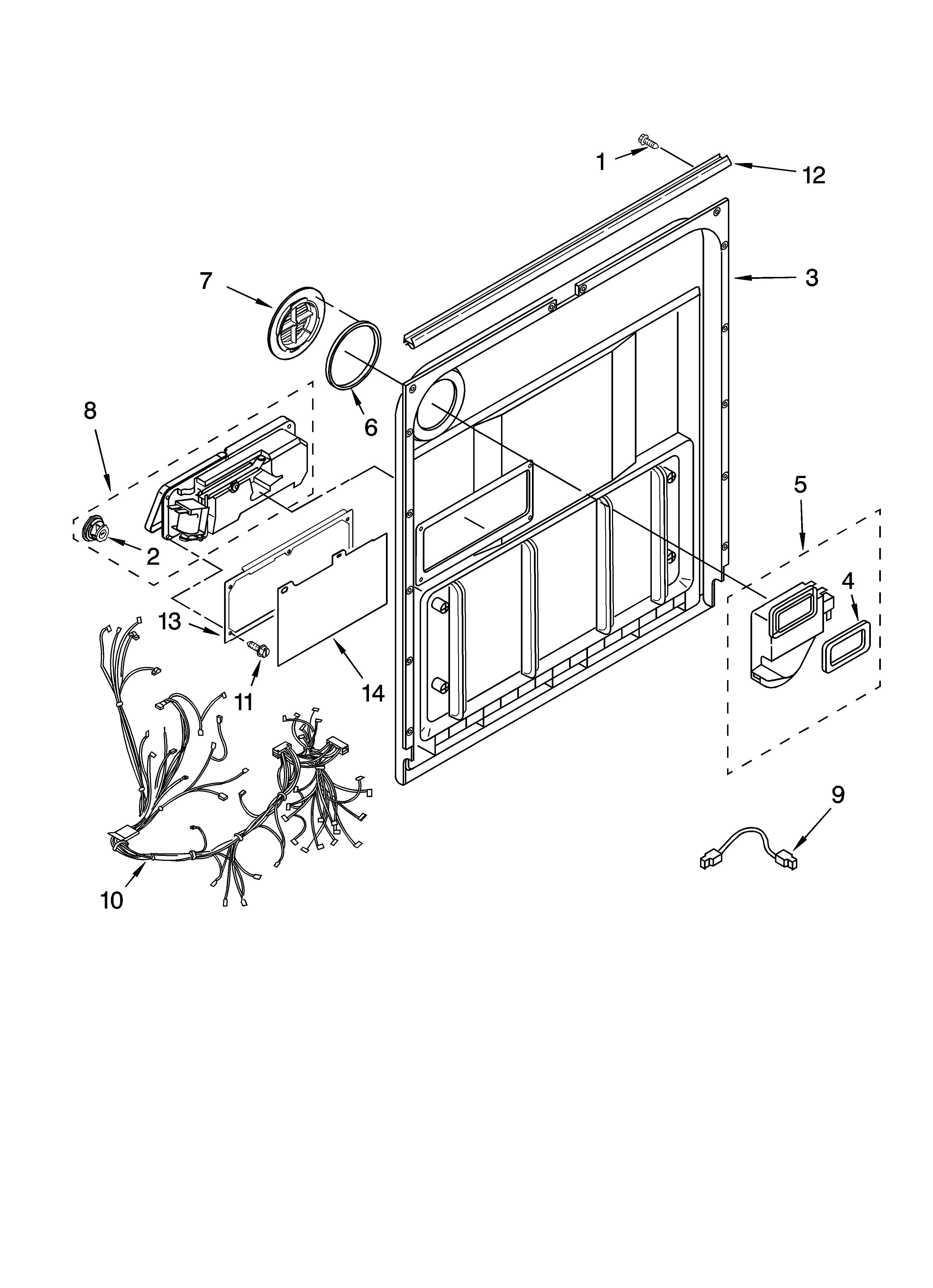 Kenmore 66513482K900 door and latch parts diagram