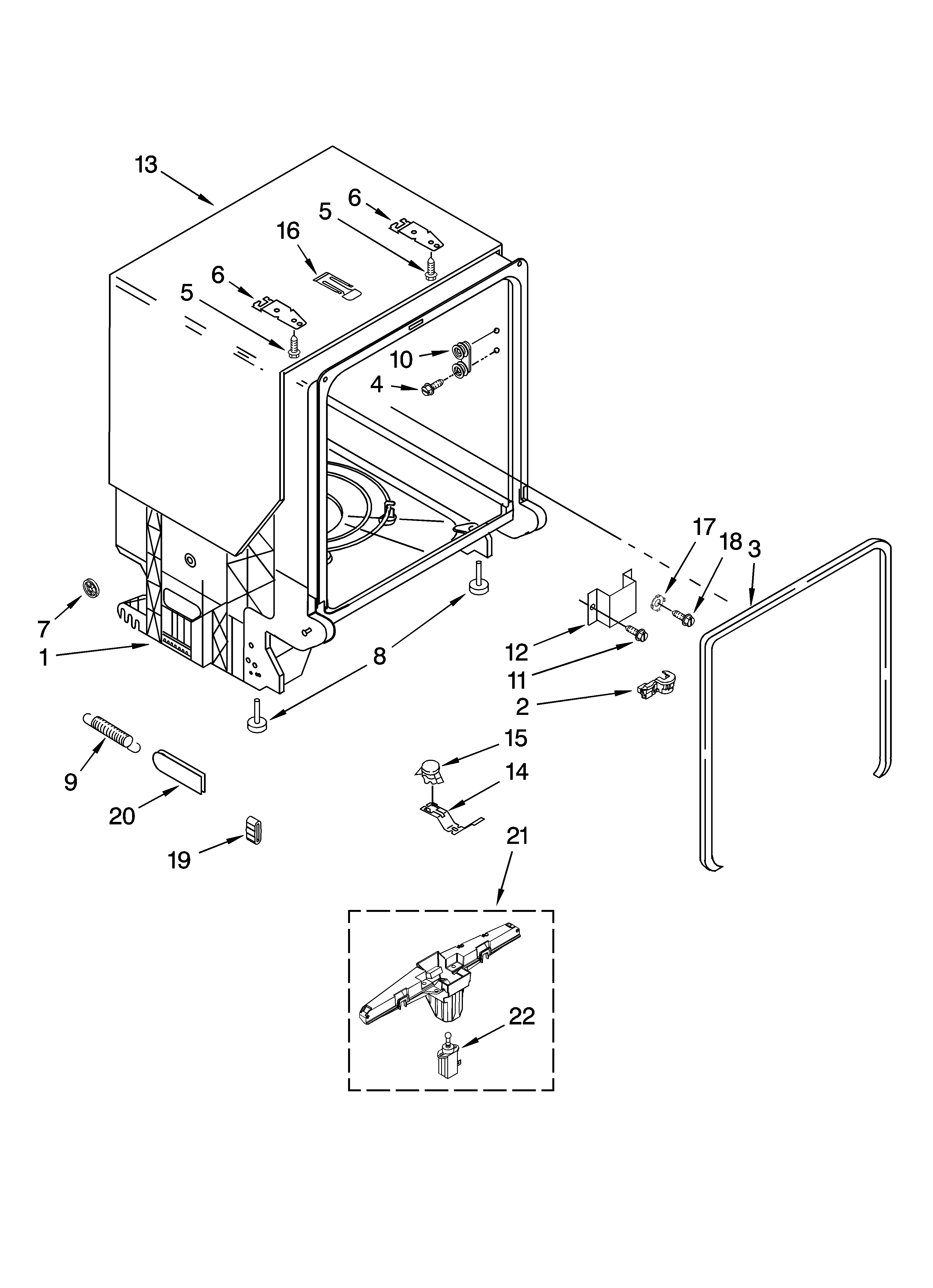 Kenmore 66513482K900 tub and frame parts diagram