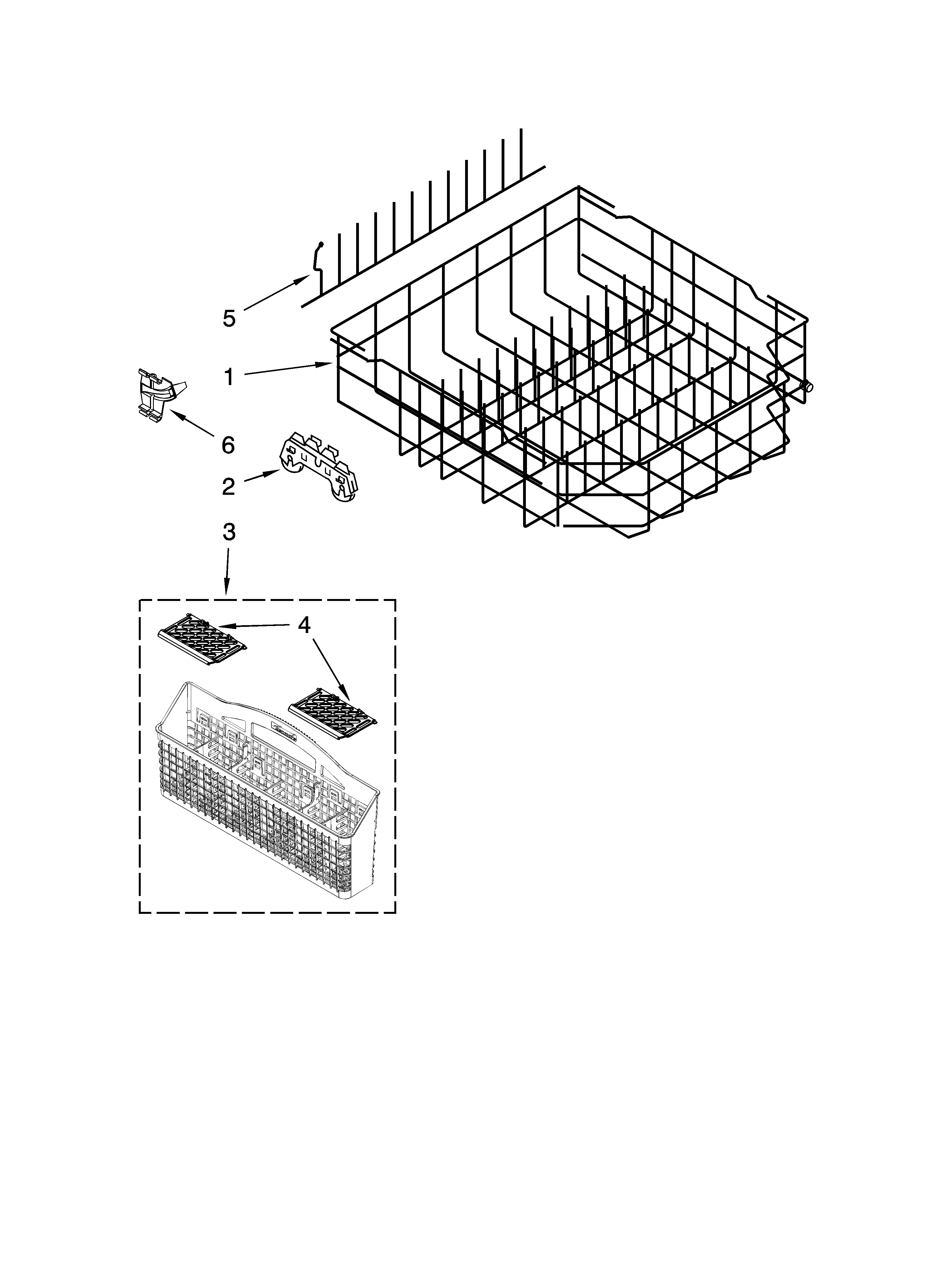 Kenmore 66513482K900 lower rack parts diagram
