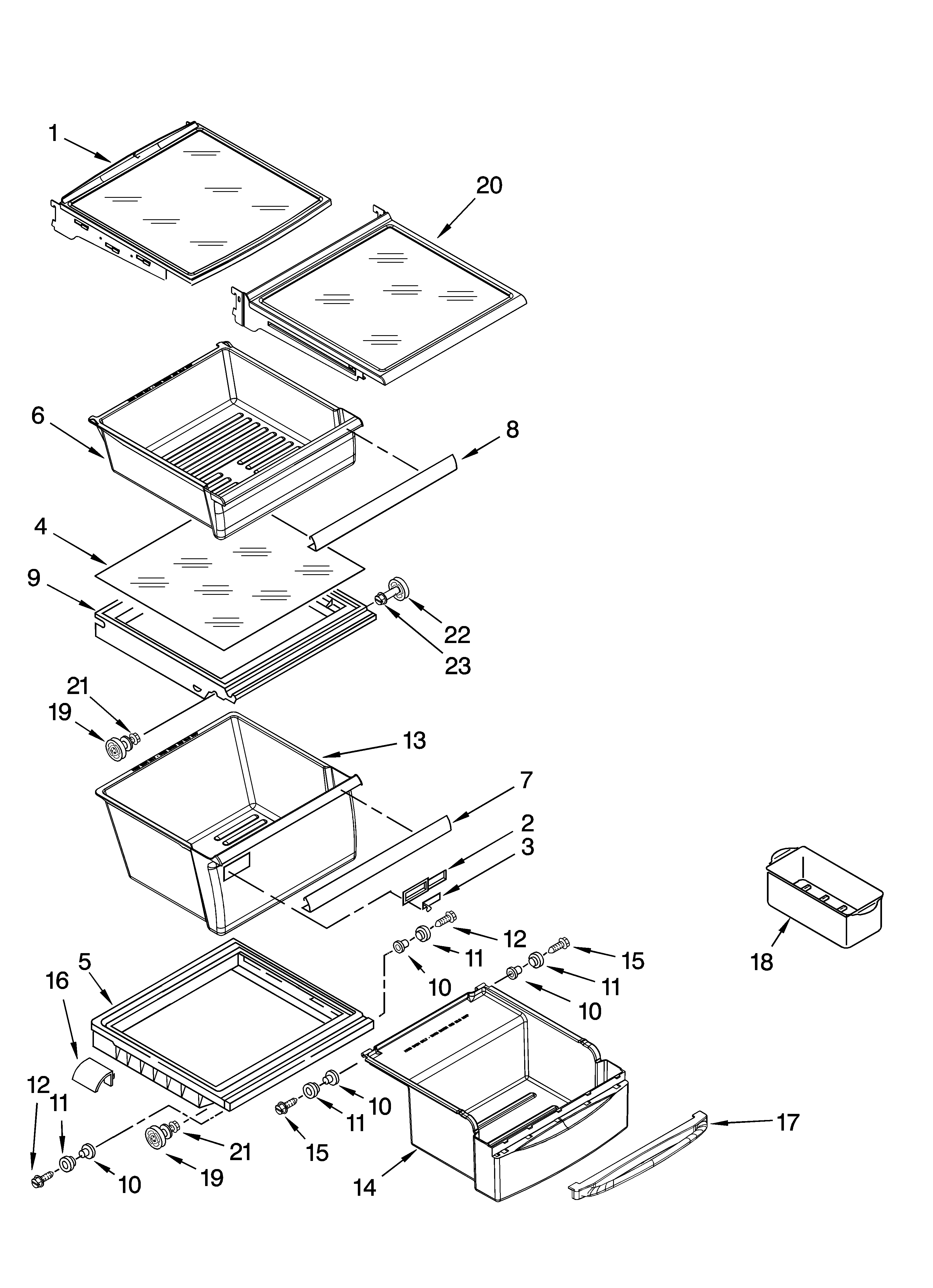 Kenmore Elite 10644422603 refrigerator shelf parts diagram