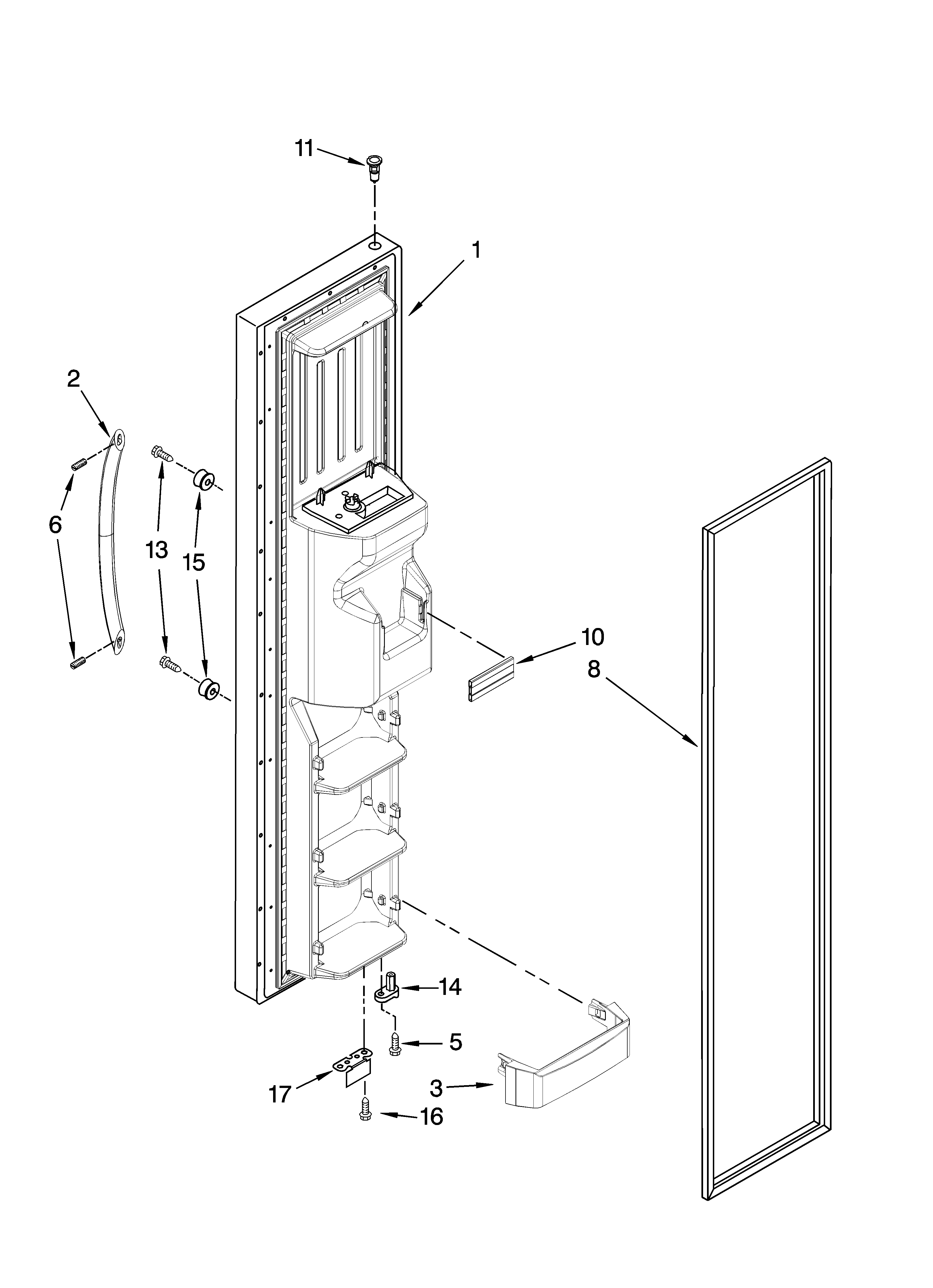 Kenmore Elite 10644422603 freezer door parts diagram