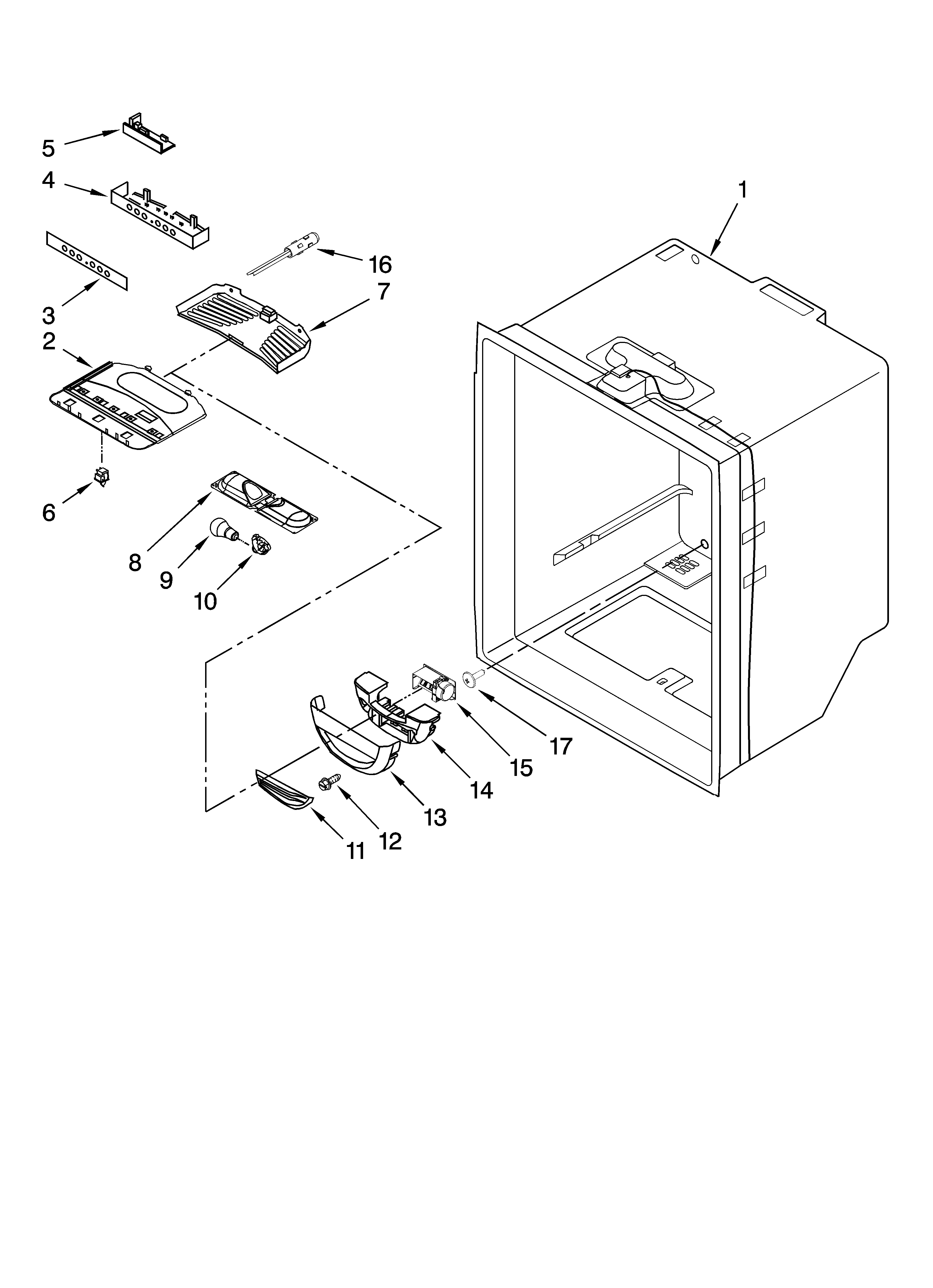 Kenmore 59665333602 refrigerator liner parts diagram