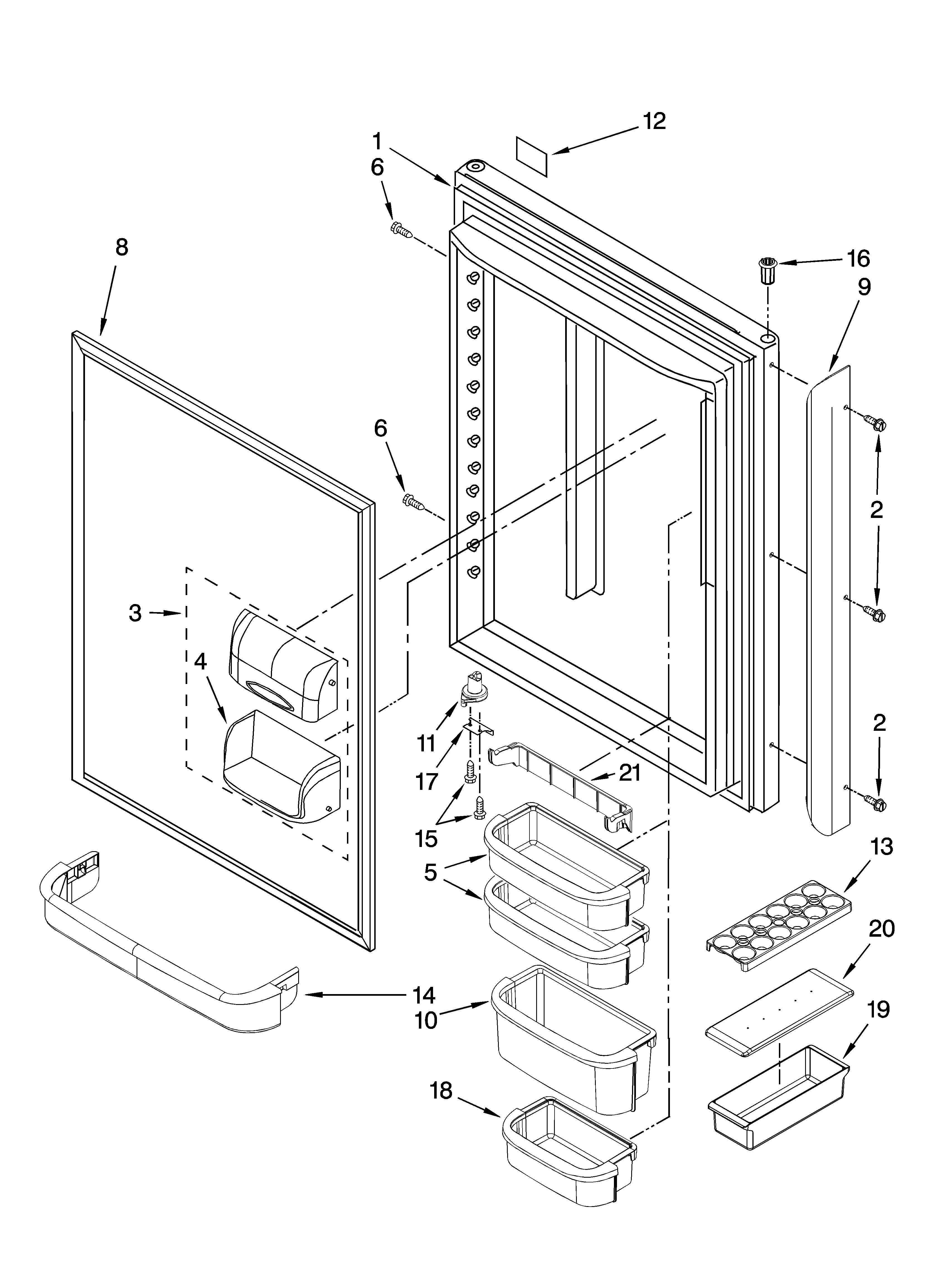 Kenmore 59665333602 refrigerator door parts diagram