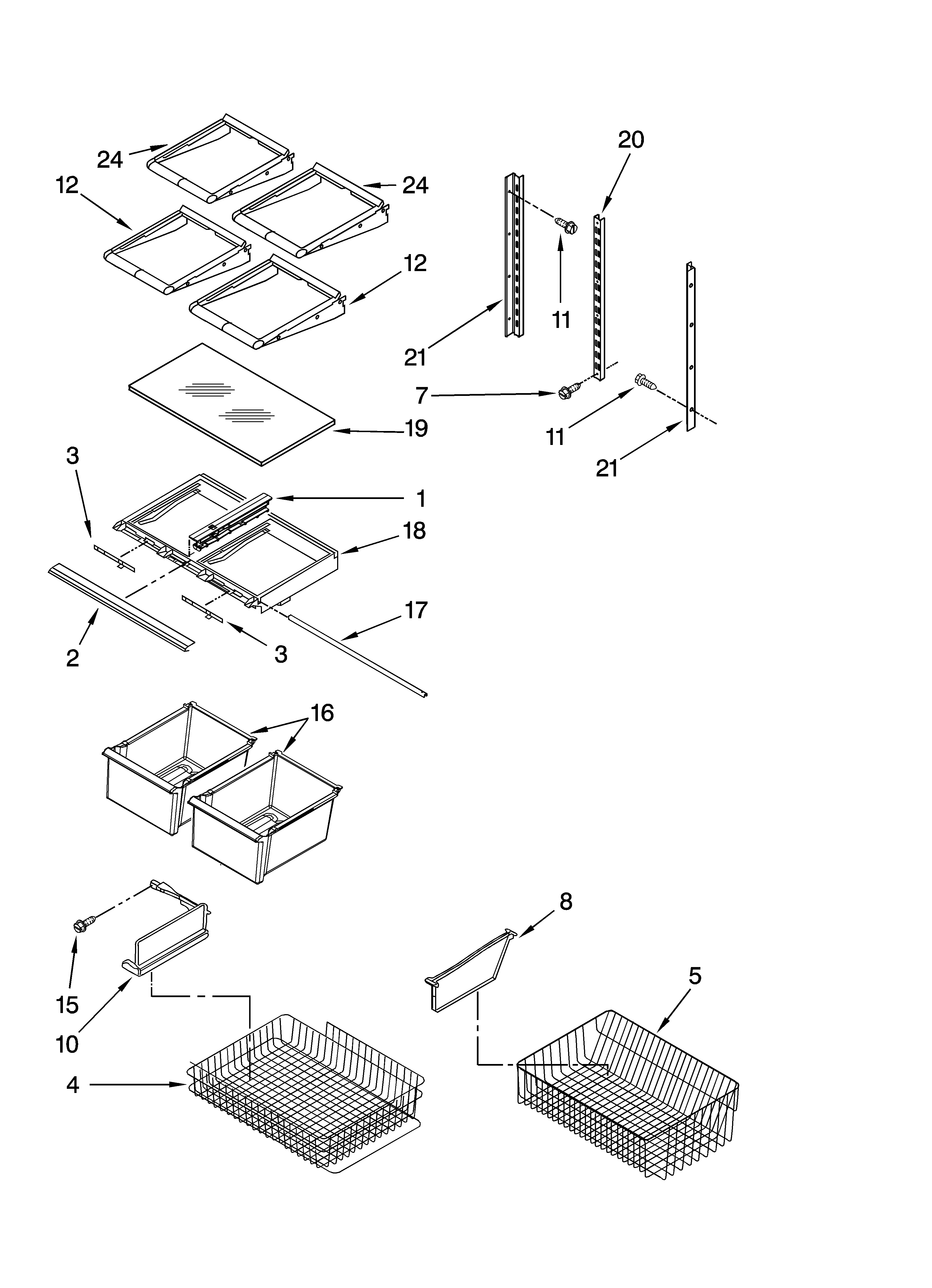 Kenmore 59665333602 shelf parts diagram