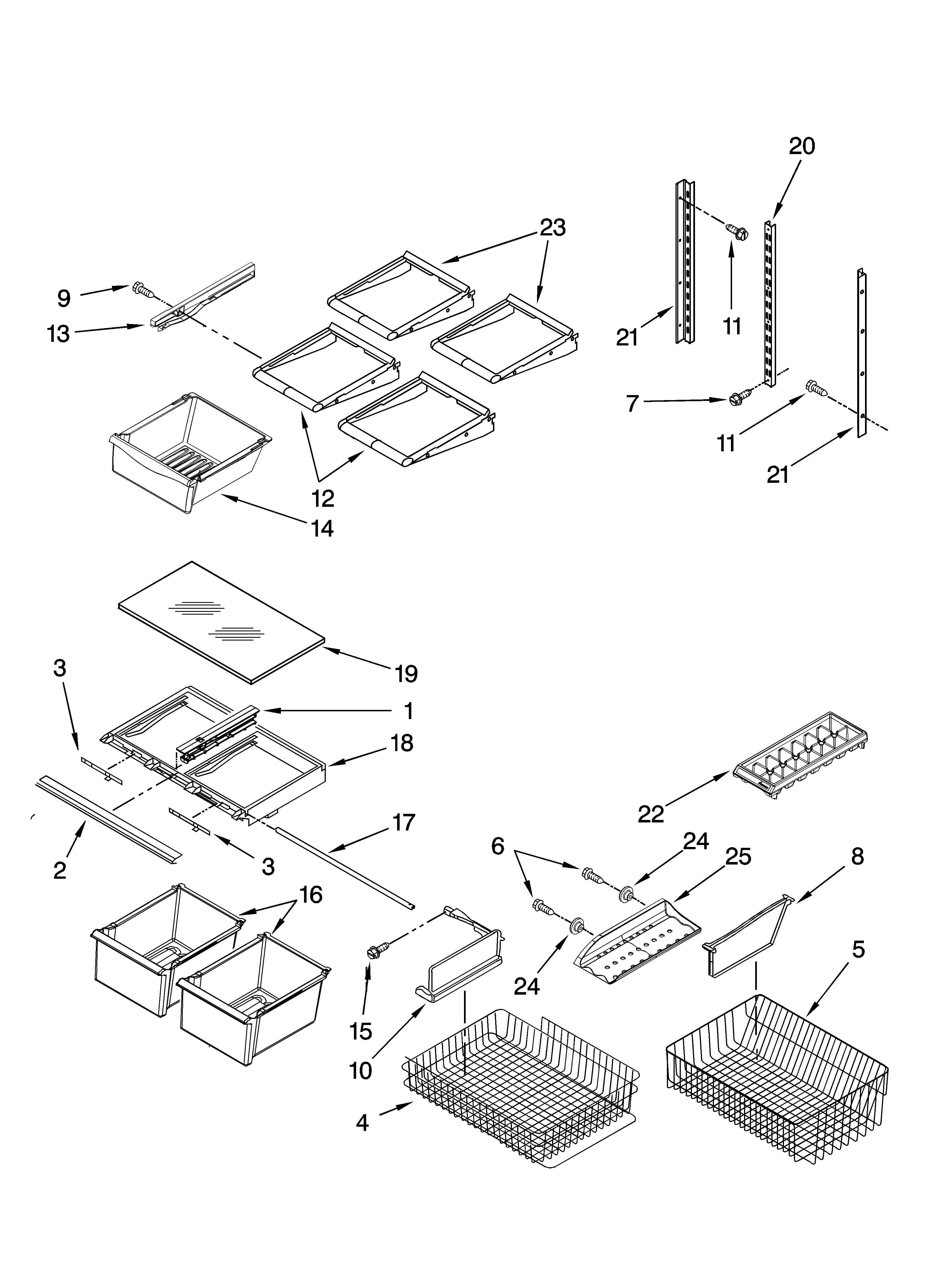 Kenmore 59666032601 shelf parts diagram