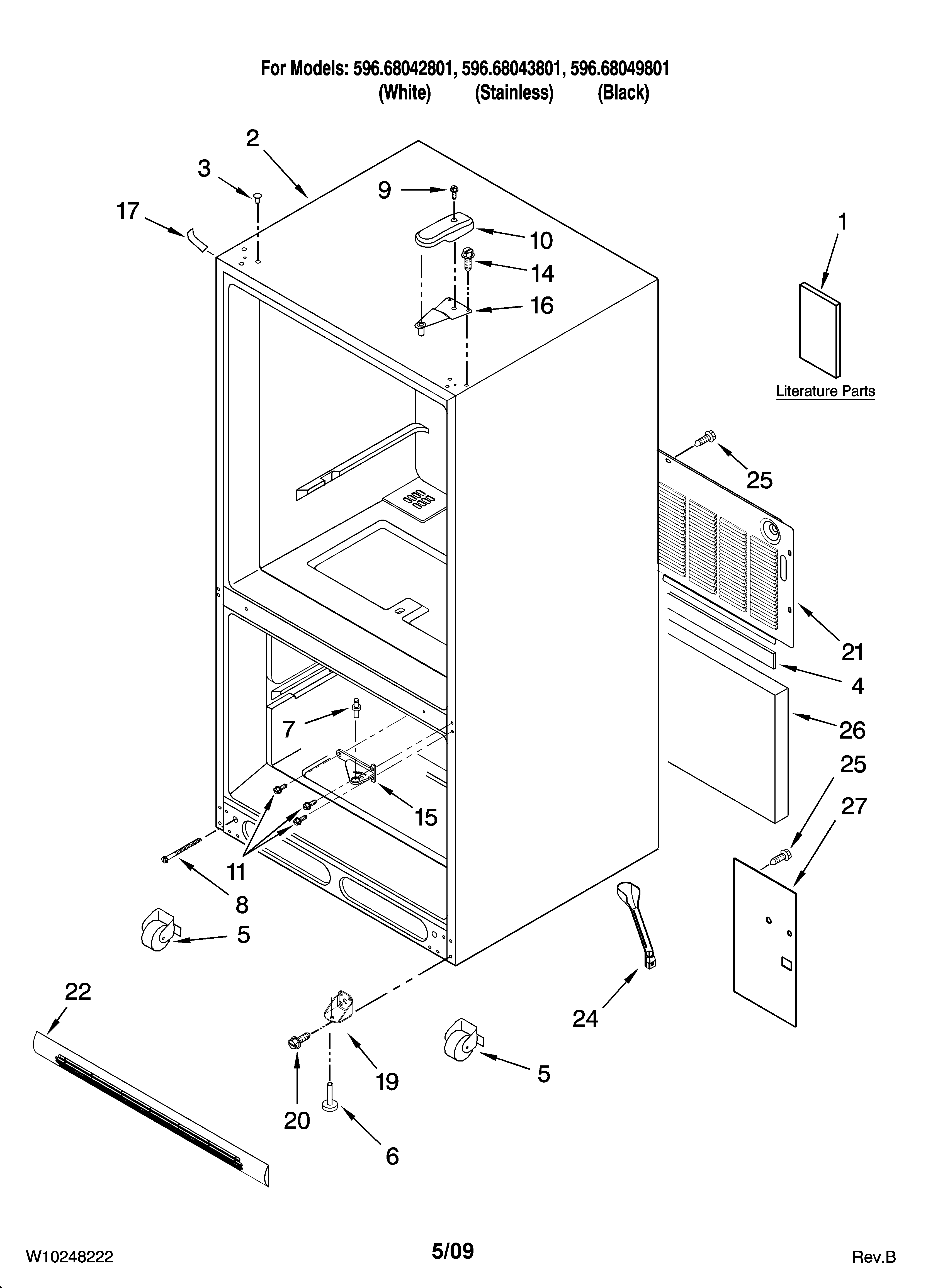 Kenmore 59668049801 cabinet parts diagram
