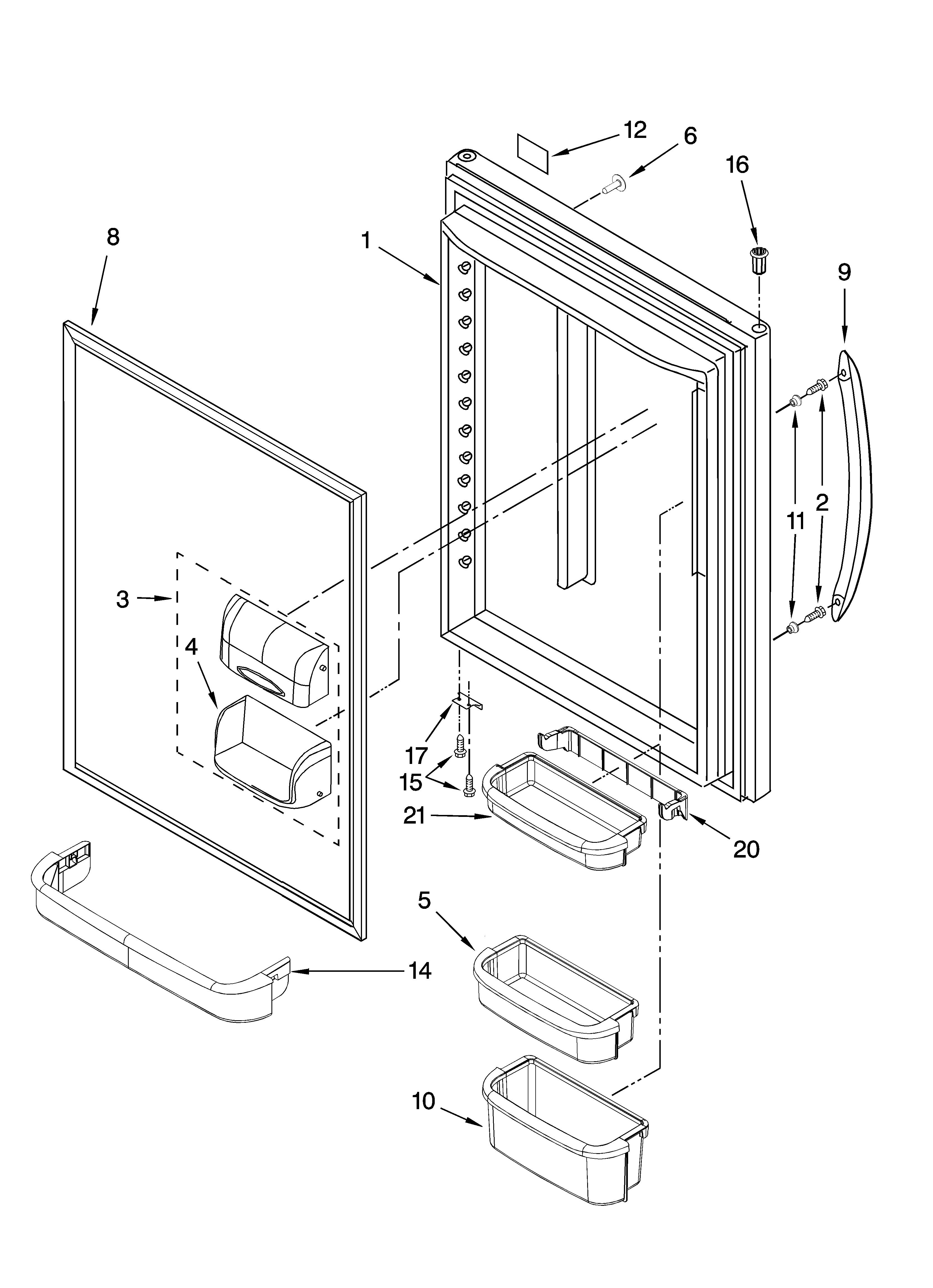 Kenmore 59668049801 refrigerator door parts diagram