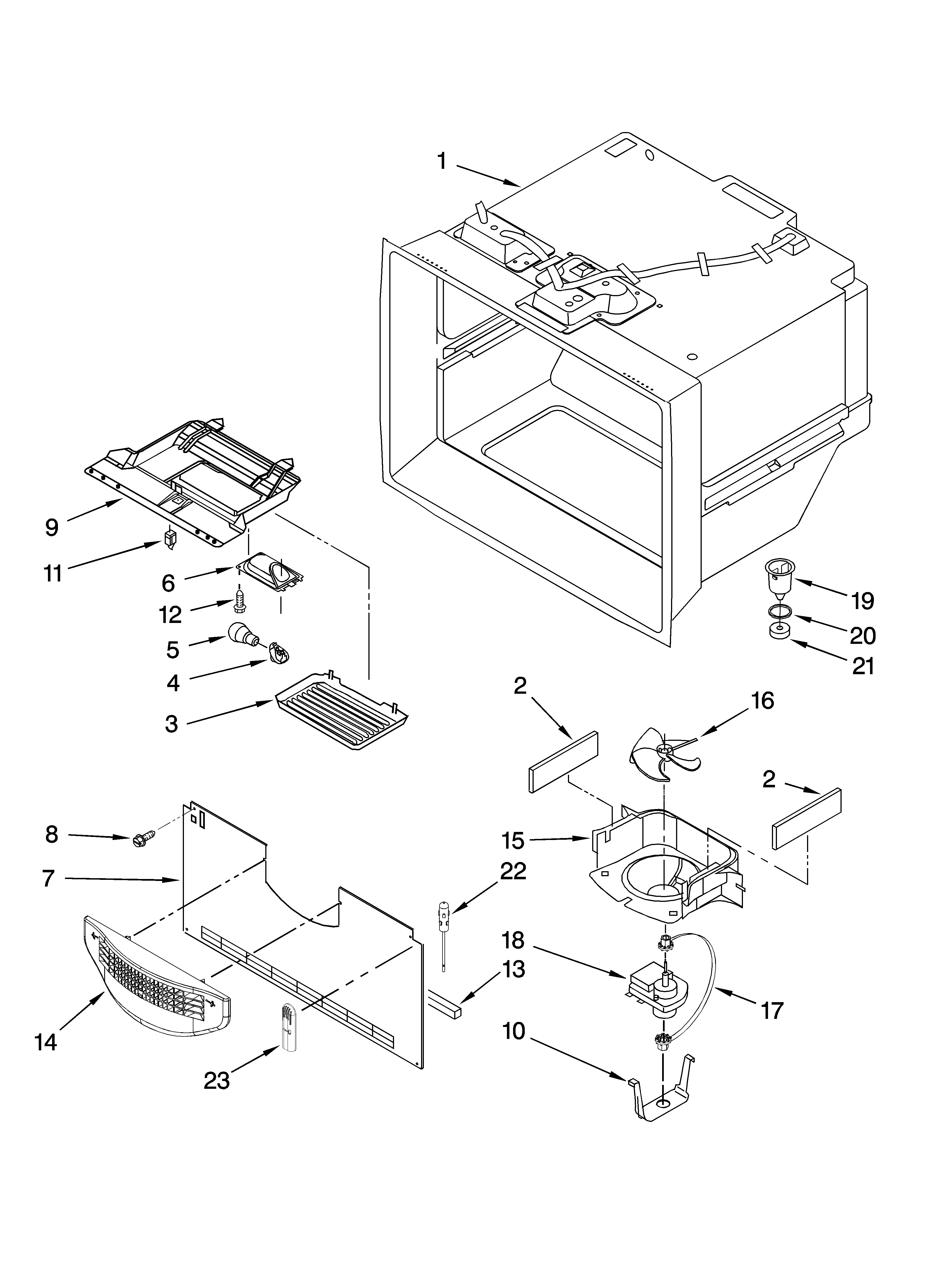 Kenmore 59668952801 freezer liner parts diagram