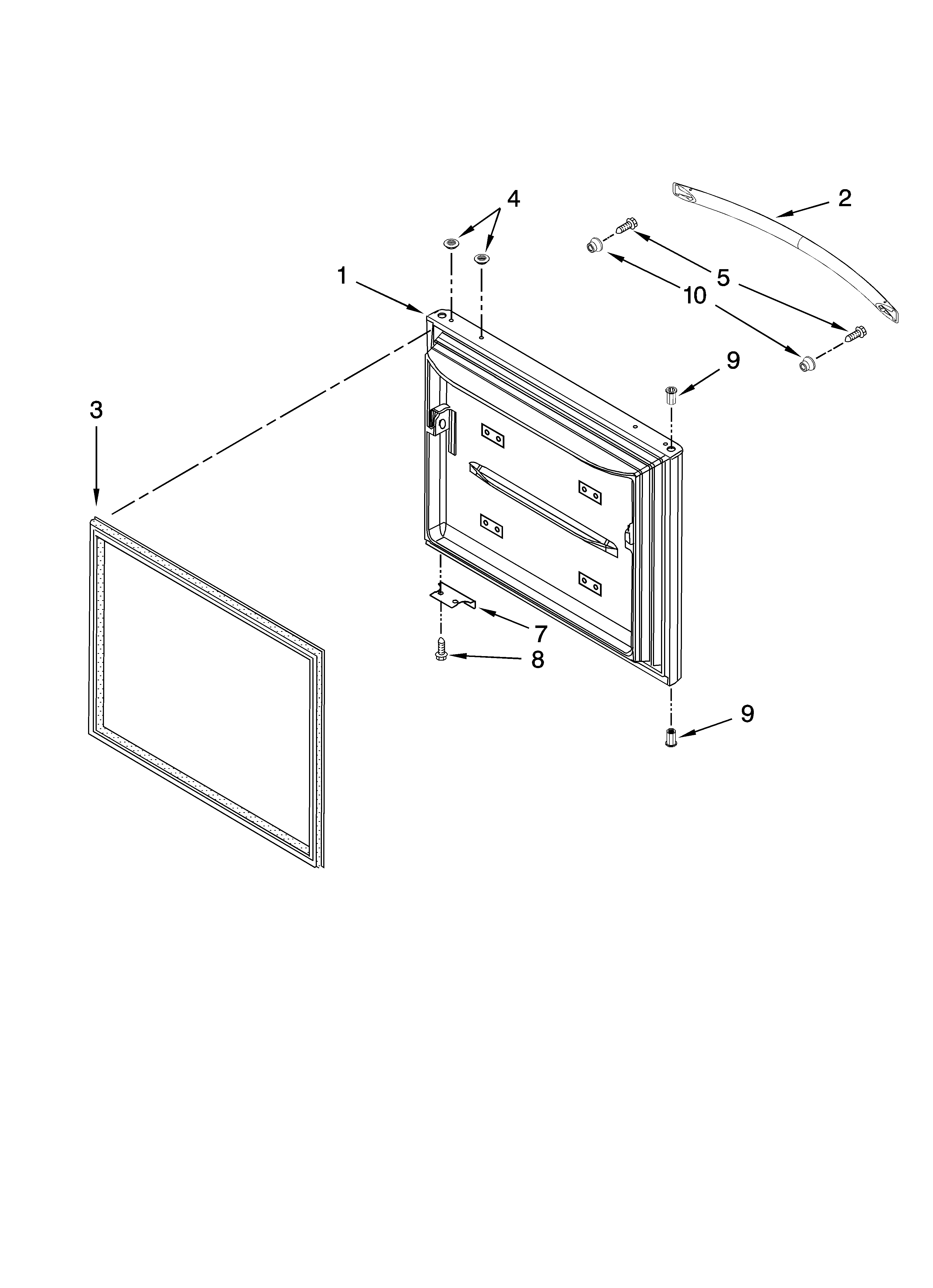 Kenmore 59668952801 freezer door parts diagram
