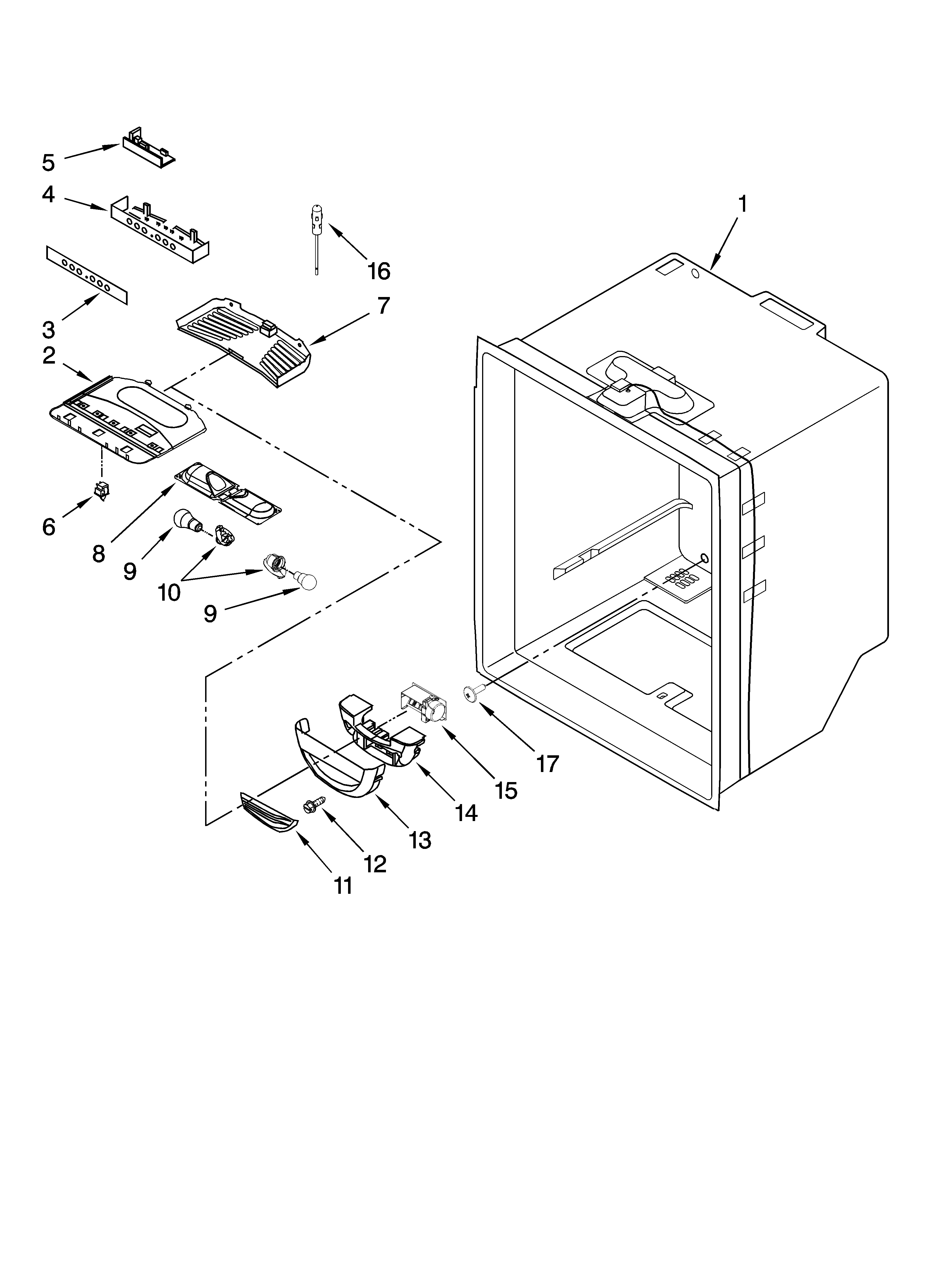 Kenmore 59668952801 refrigerator liner parts diagram