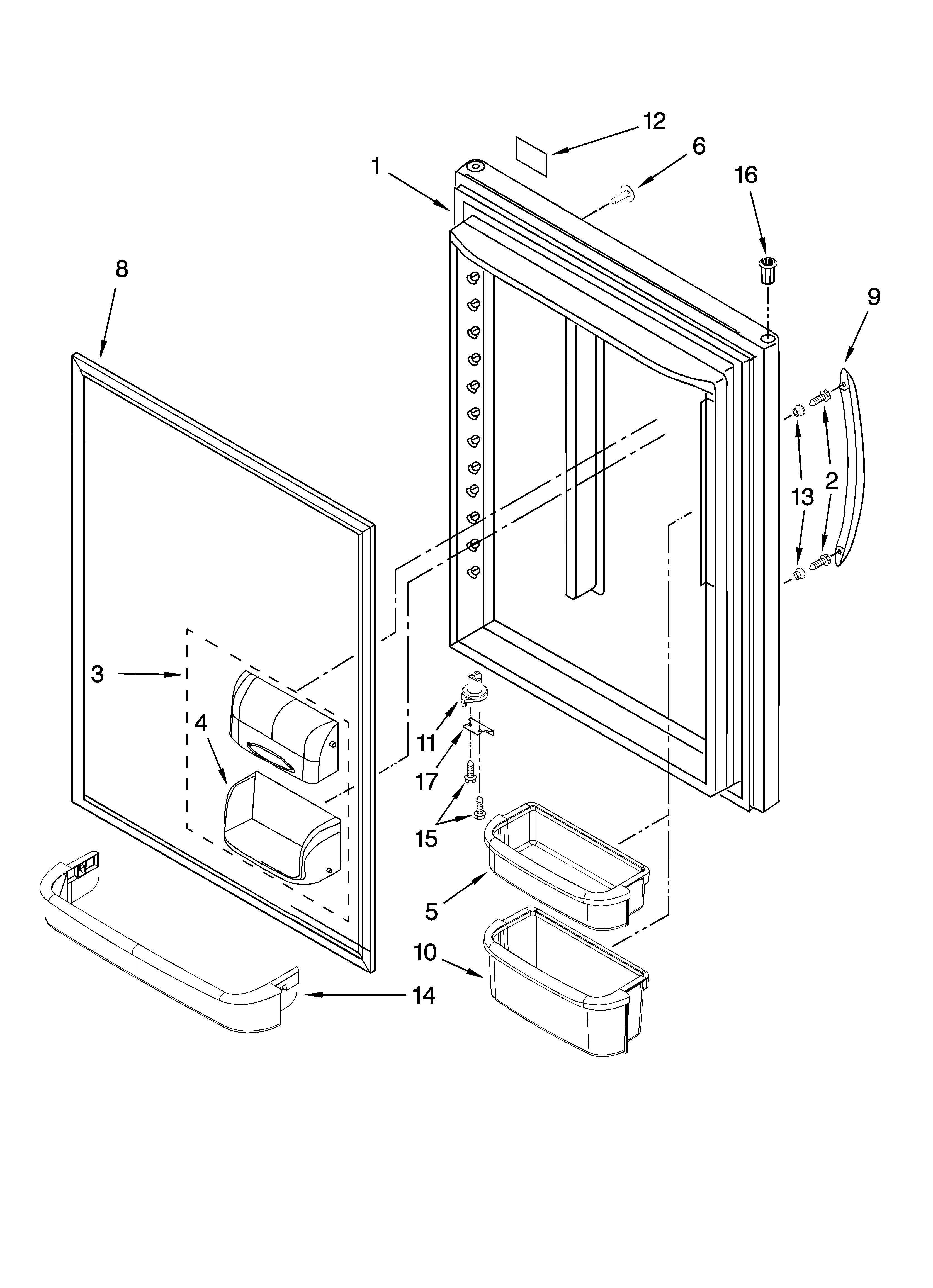 Kenmore Elite 59676254702 refrigerator door parts diagram
