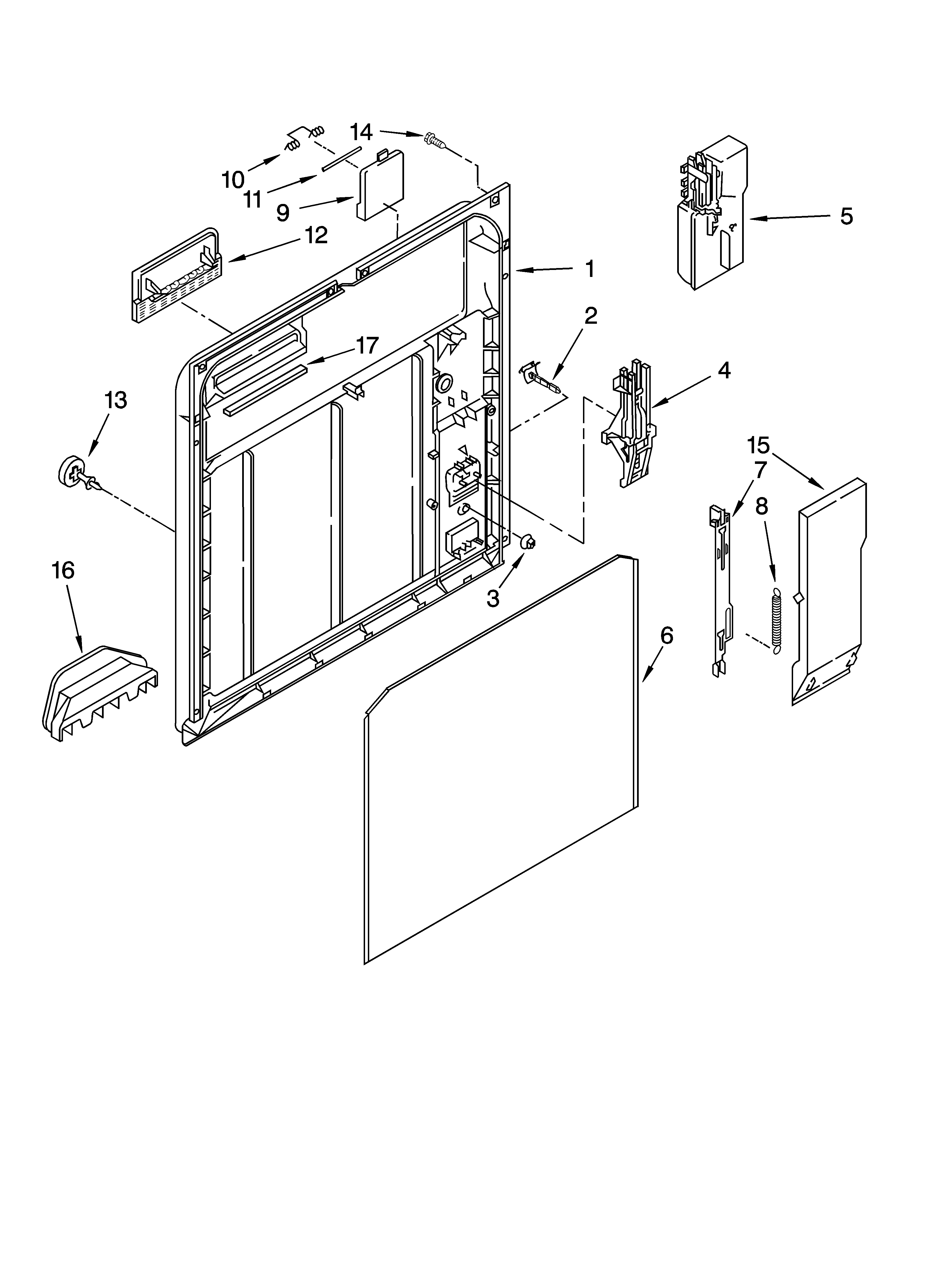 Kenmore 66513402K900 inner door parts diagram