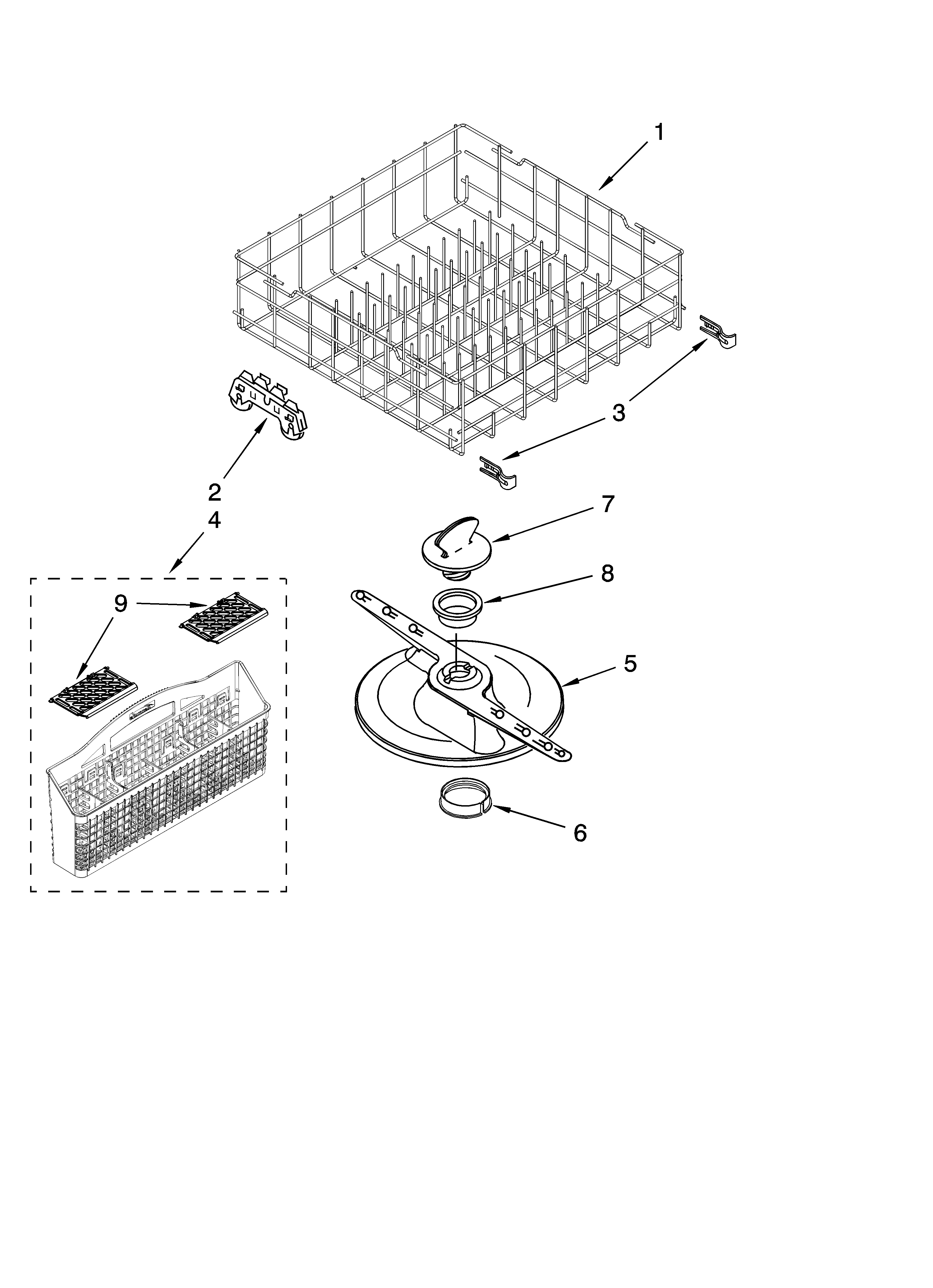 Kenmore 66513402K900 lower dishrack parts diagram