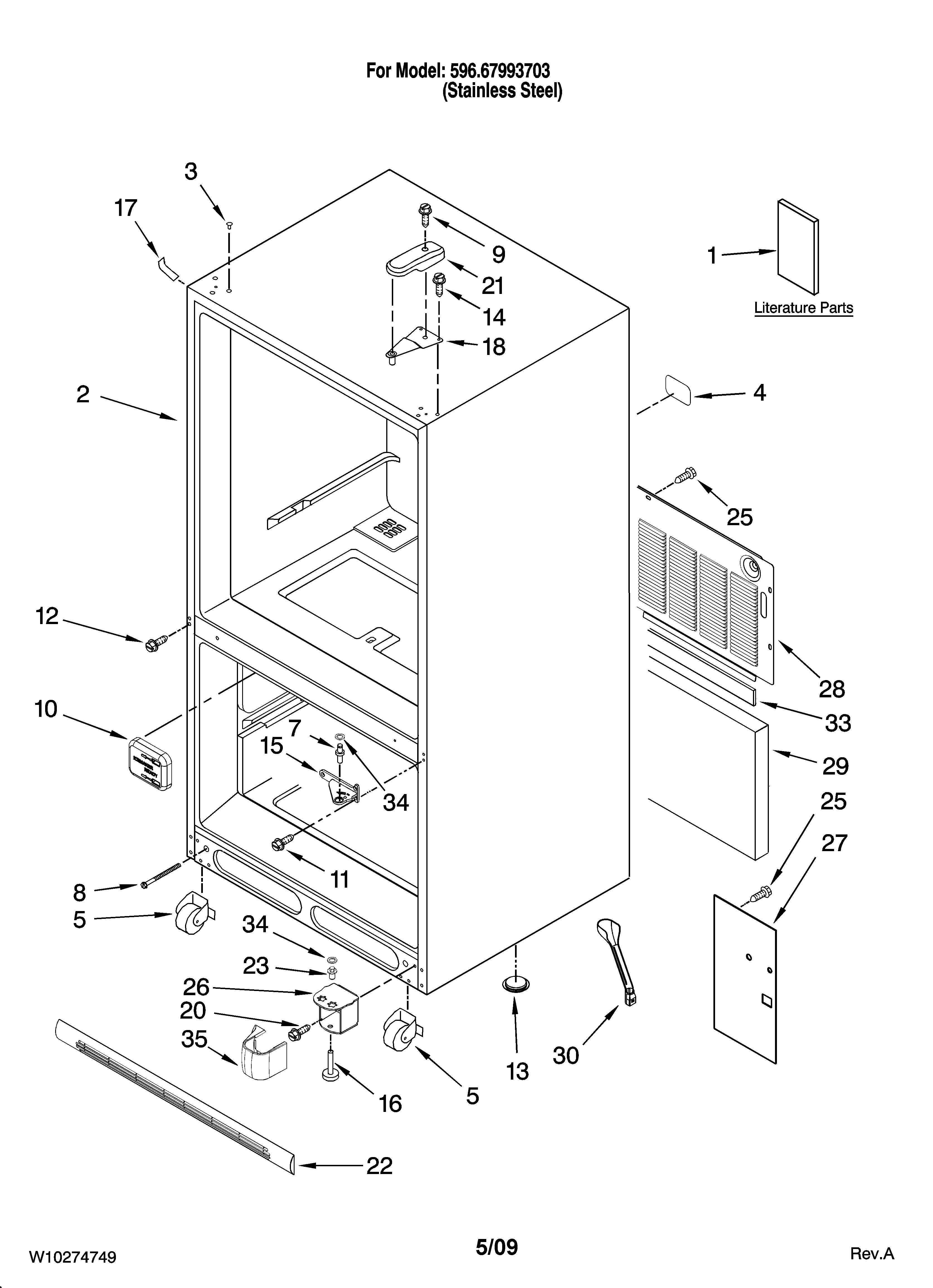 Kenmore 59667993703 cabinet parts diagram