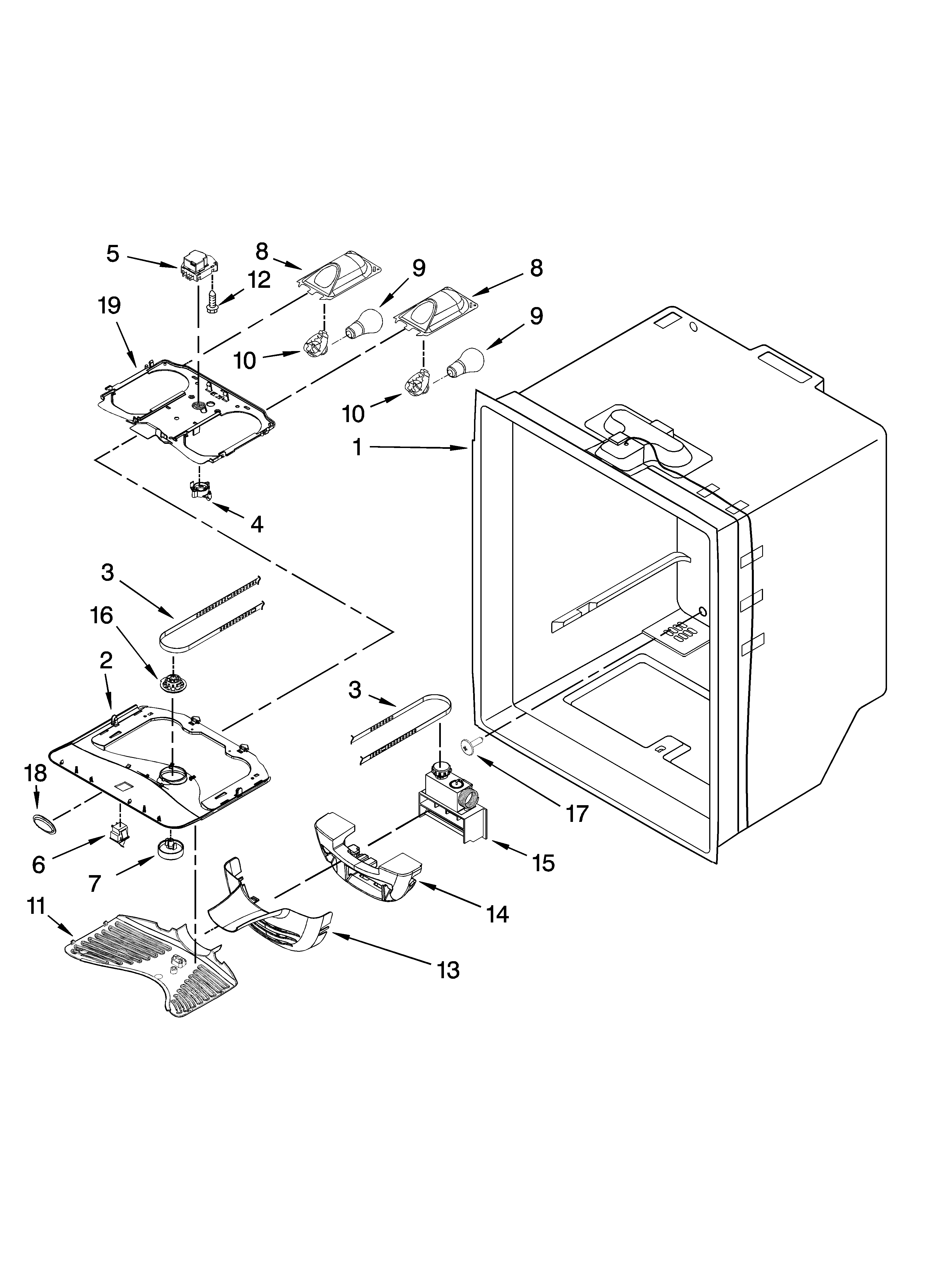 Kenmore 59667993703 refrigerator liner parts diagram