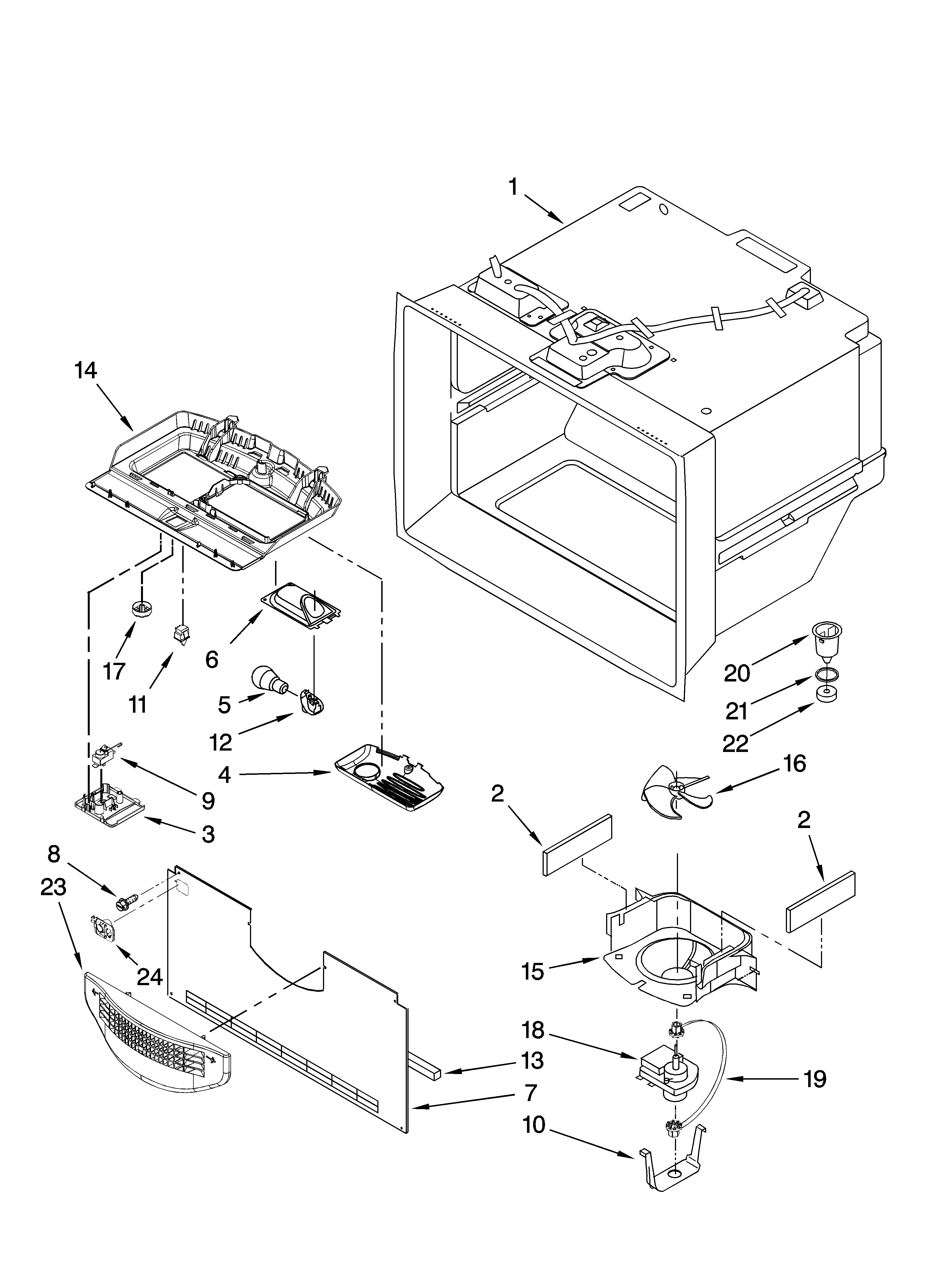 Kenmore 59667993703 freezer liner parts diagram