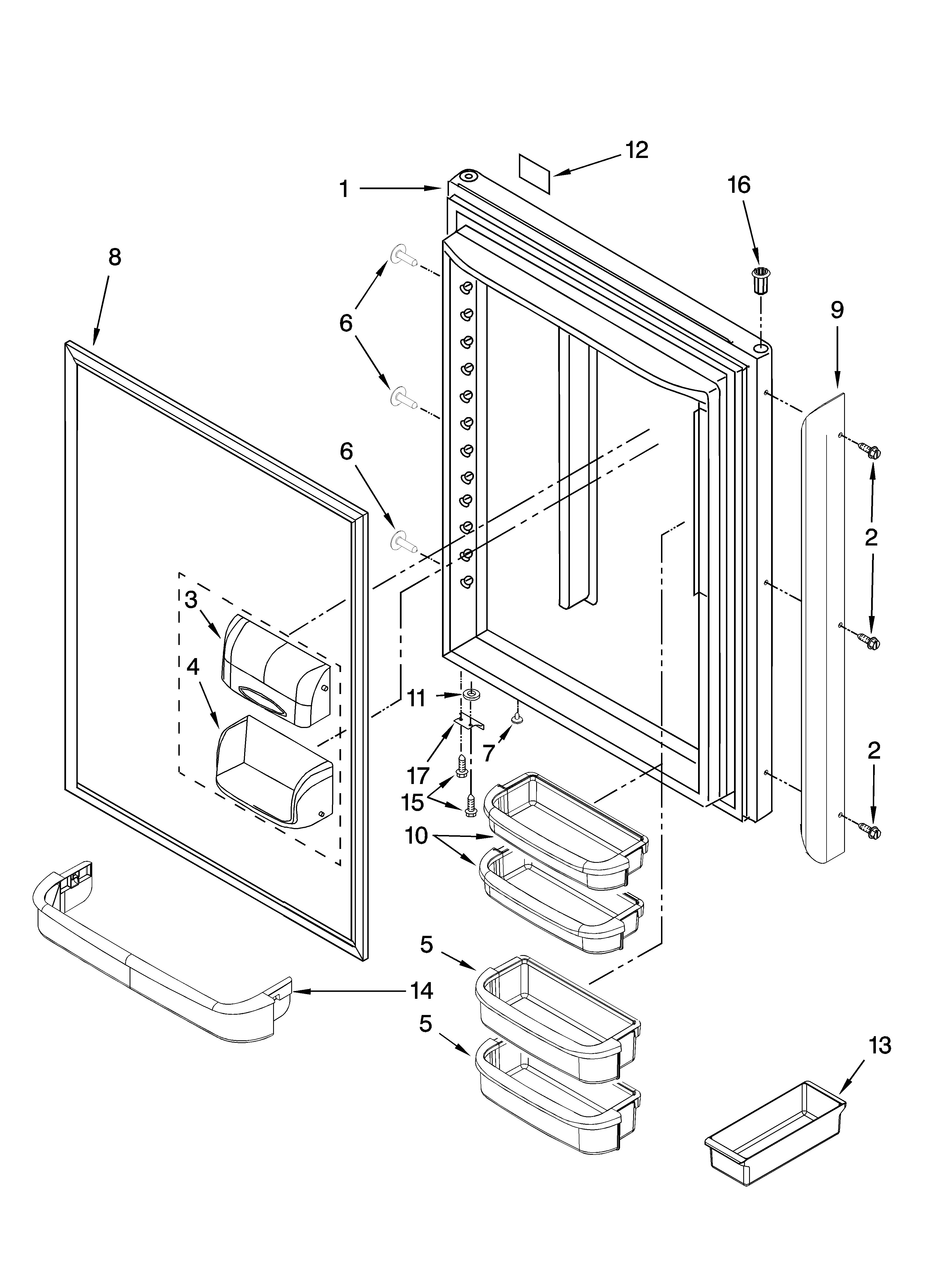 Kenmore 59667993703 refrigerator door parts diagram
