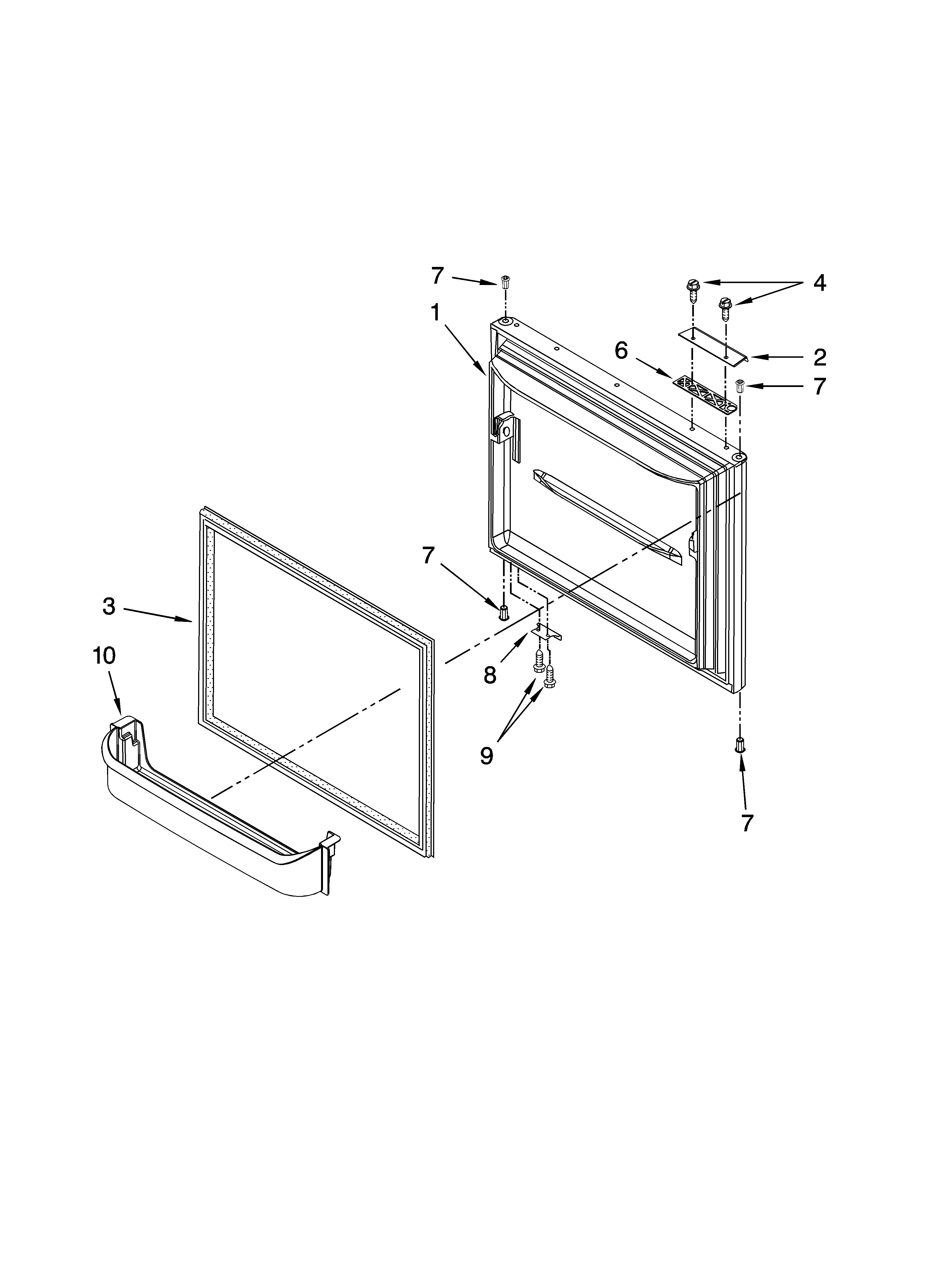 Kenmore 59667993703 freezer door parts diagram
