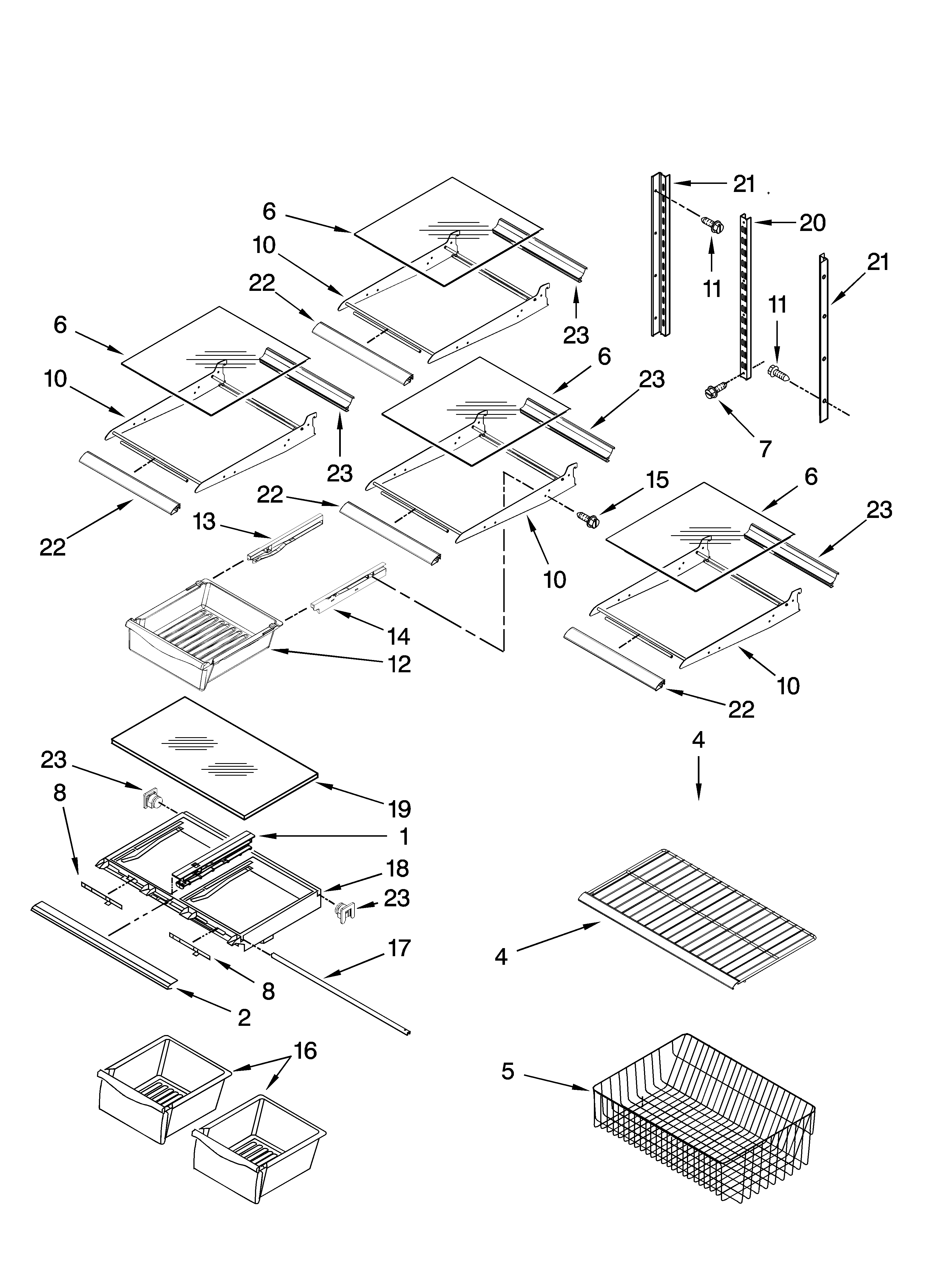 Kenmore 59667993703 shelf parts diagram