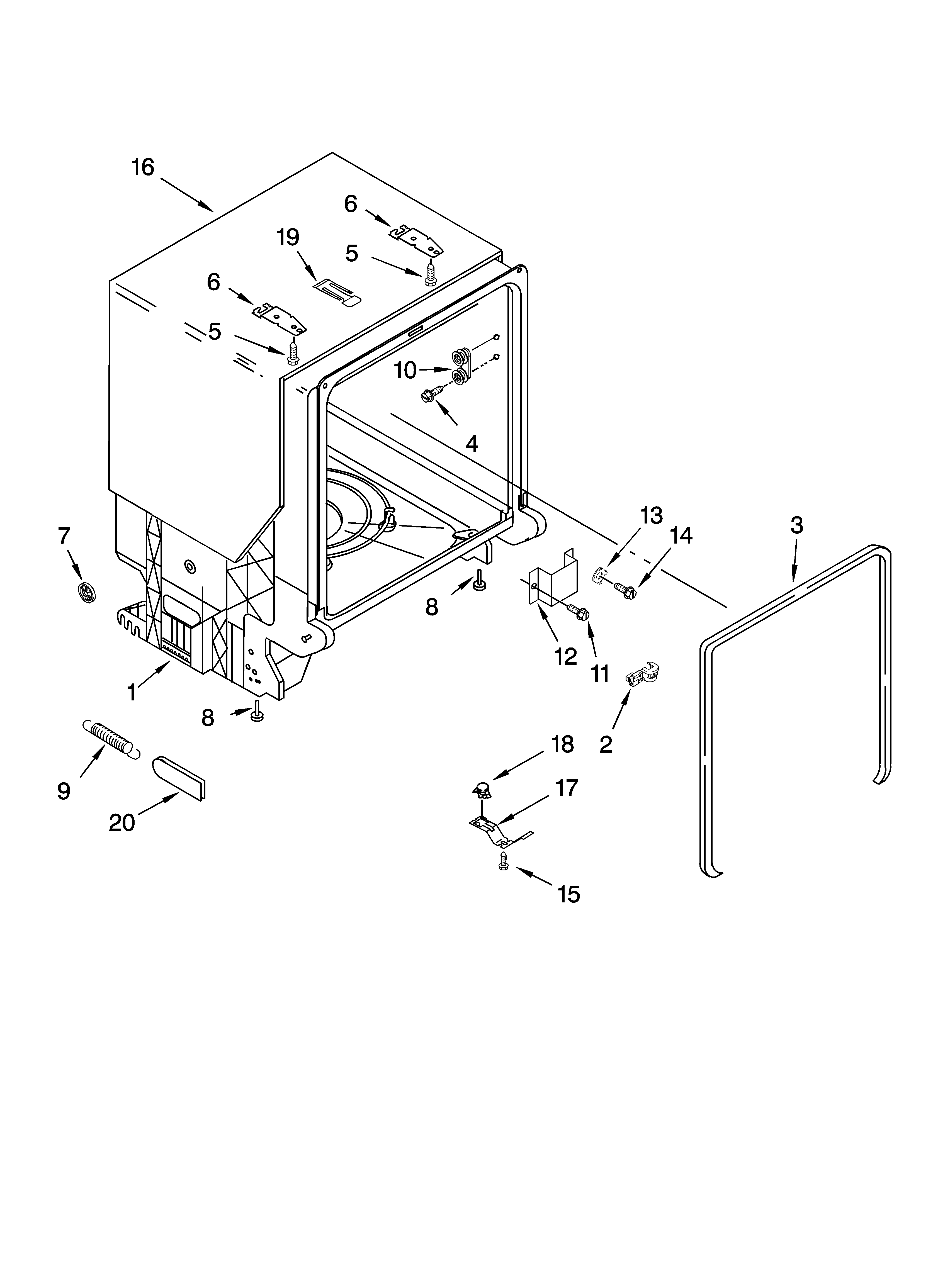 Kenmore 66513639K901 tub and frame parts diagram