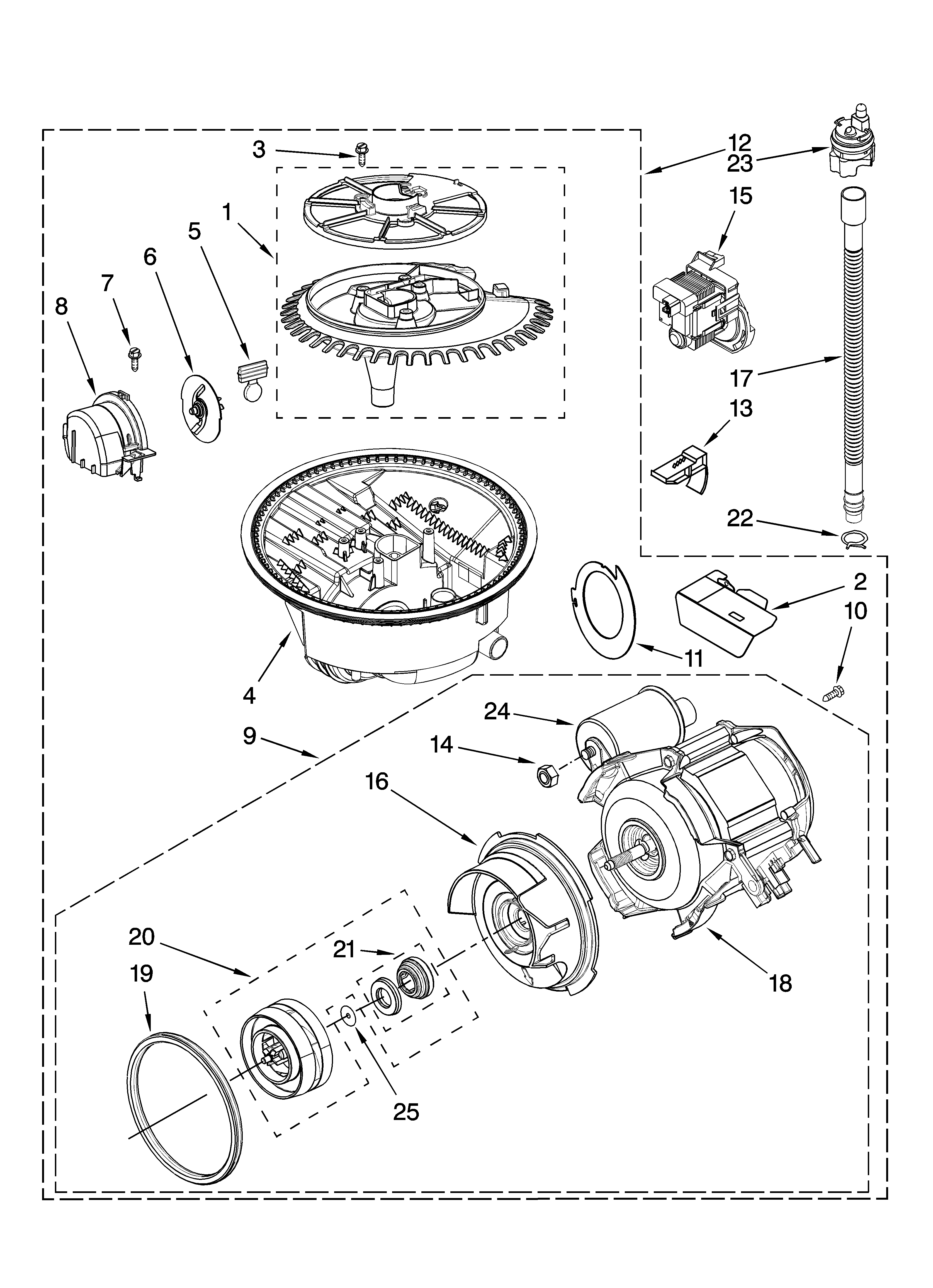 Kenmore 66513639K901 pump and motor parts diagram