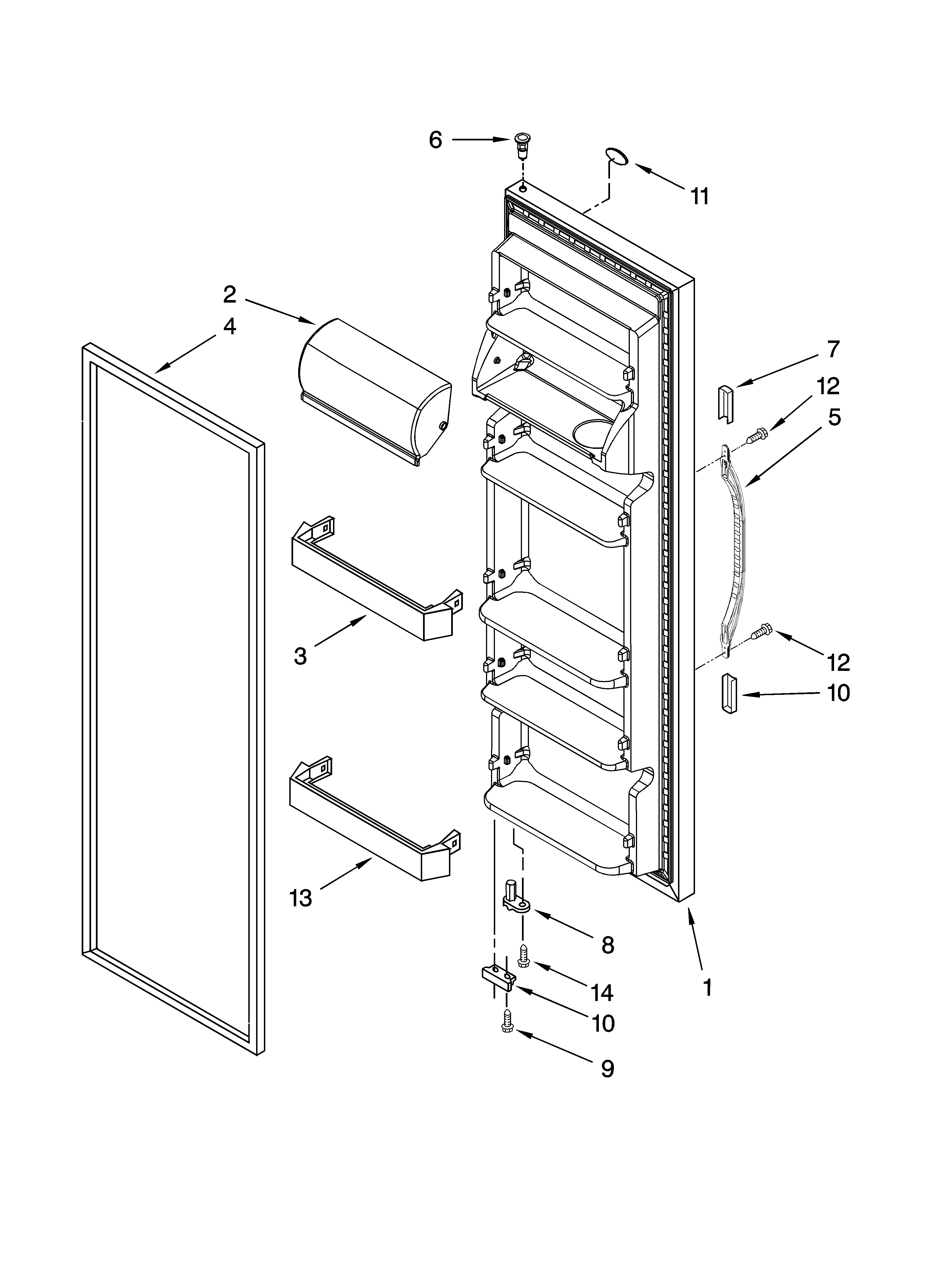 Kenmore 10659522801 refrigerator door parts diagram